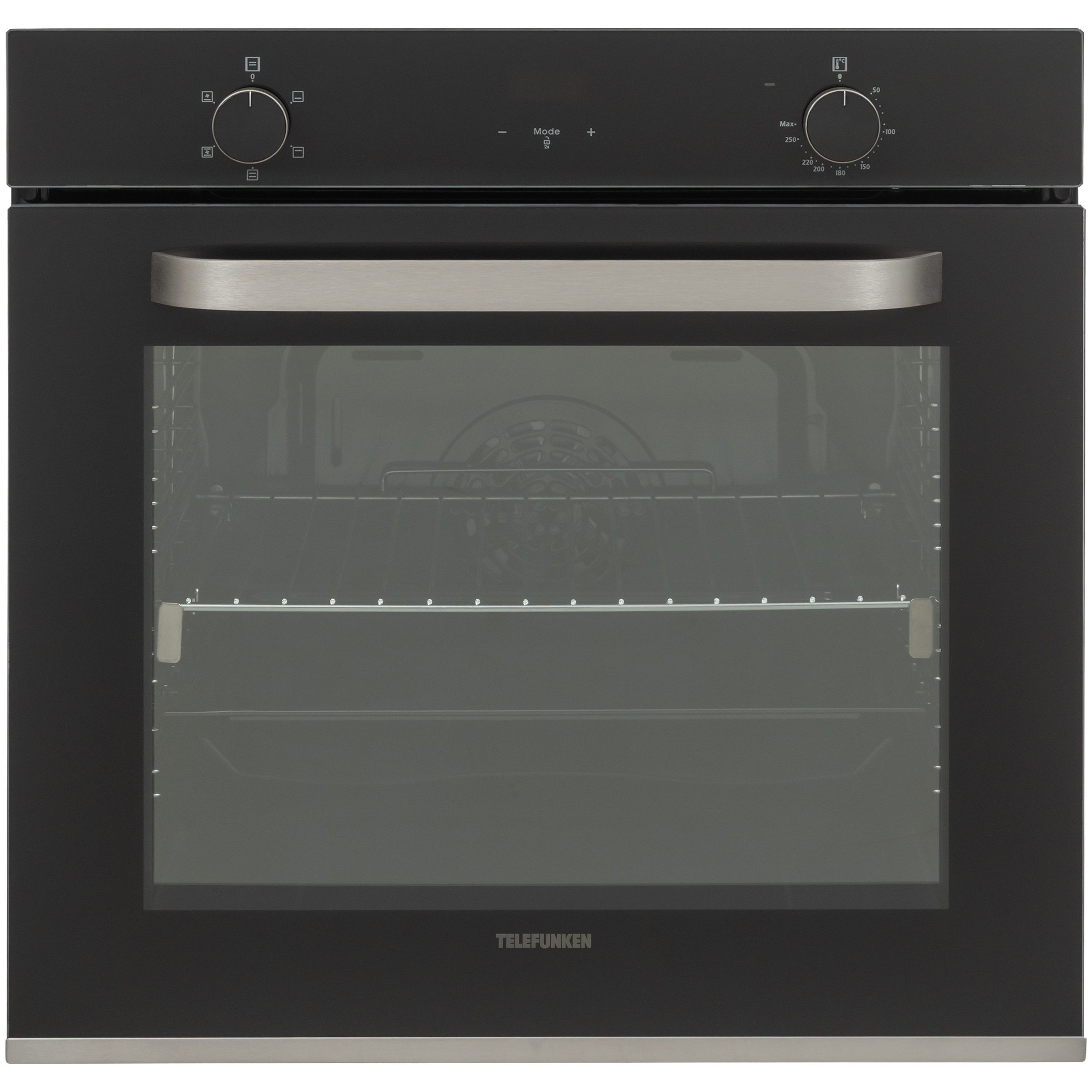 Telefunken Einbaubackofen BOV75HAI, mit Teleskopauszug, Backofen autark ohne Kochfeld, 78 L, 60 cm Einbau Ofen, Hot Air Shield