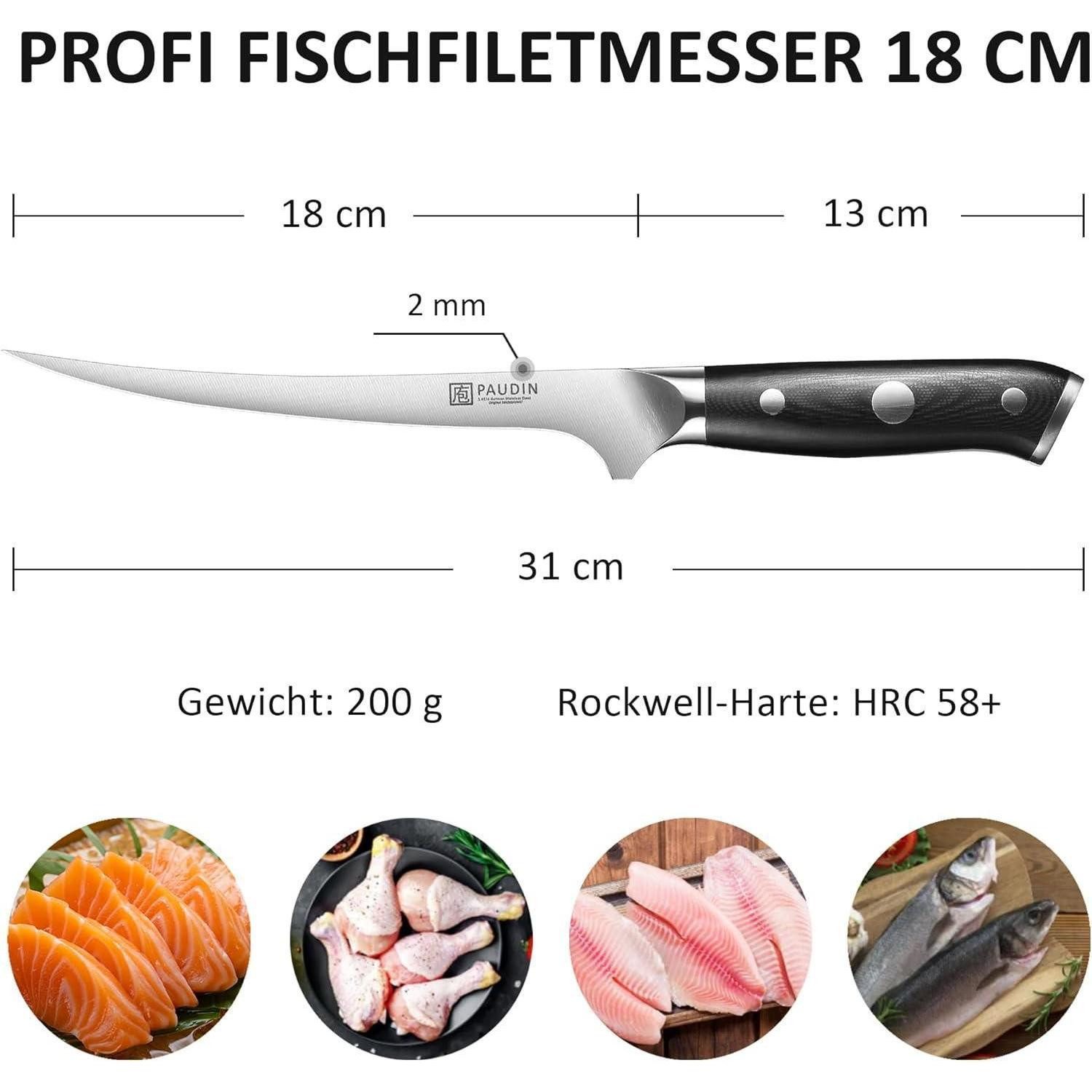 LuxusKollektion Fischfiliermesser Filetiermesser Fisch Edelstahl 14116 G10 Griff Filetiermesser 18 cm