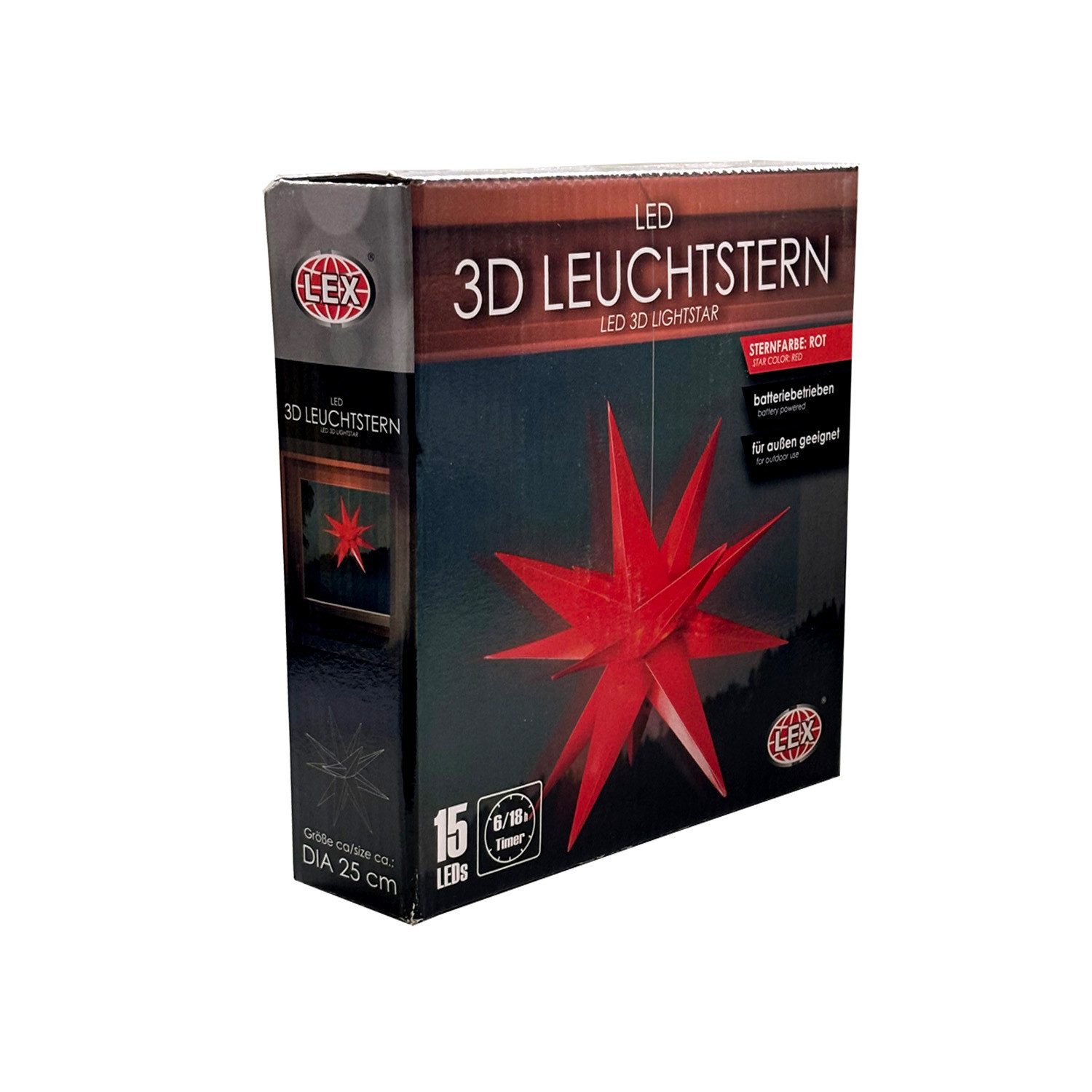 Mojawo Lichtervorhang LED Weihnachtsstern Rot Ø 25cm Fensterstern Faltstern günstig online kaufen