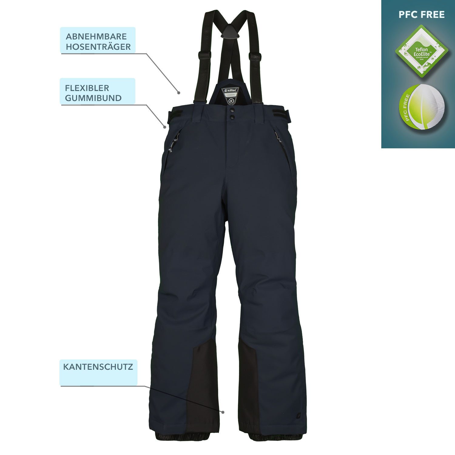 Killtec Skianzug Jungen Skijacke braun + Skihose dunkelblau, verschweißte Nähte