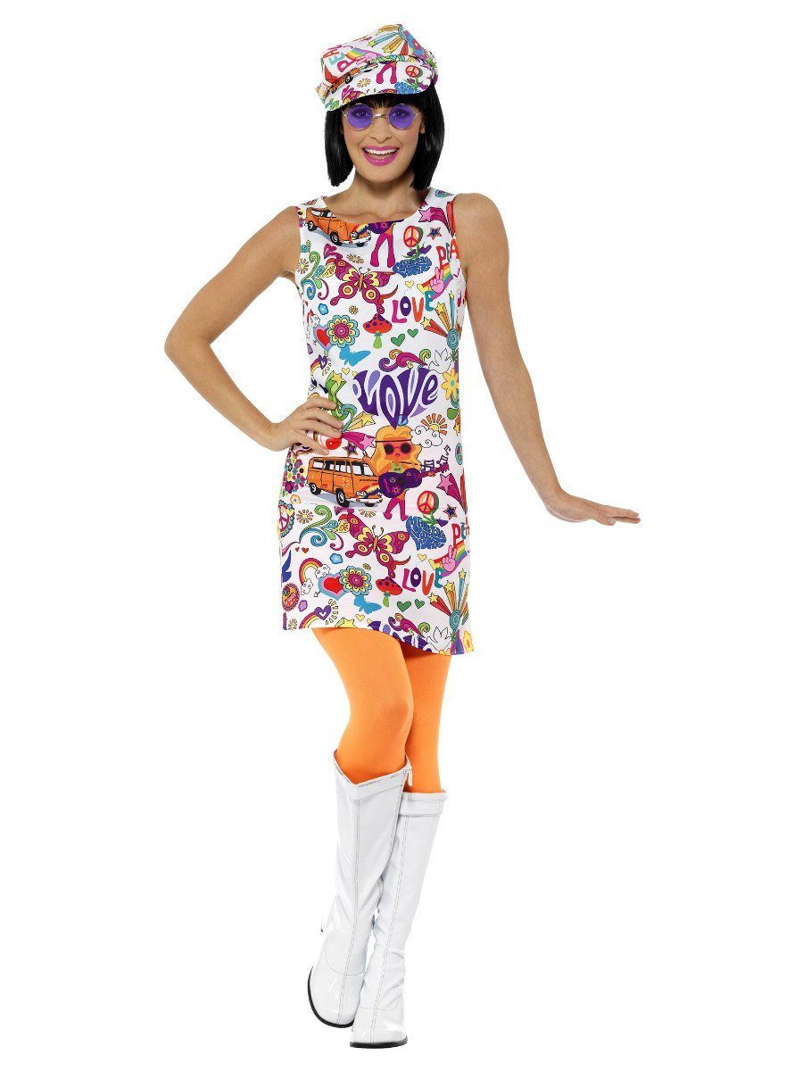 Smiffys Hippie-Kostüm Swinging Sixties Minikleid - Kostüm für Fasching, Hip günstig online kaufen