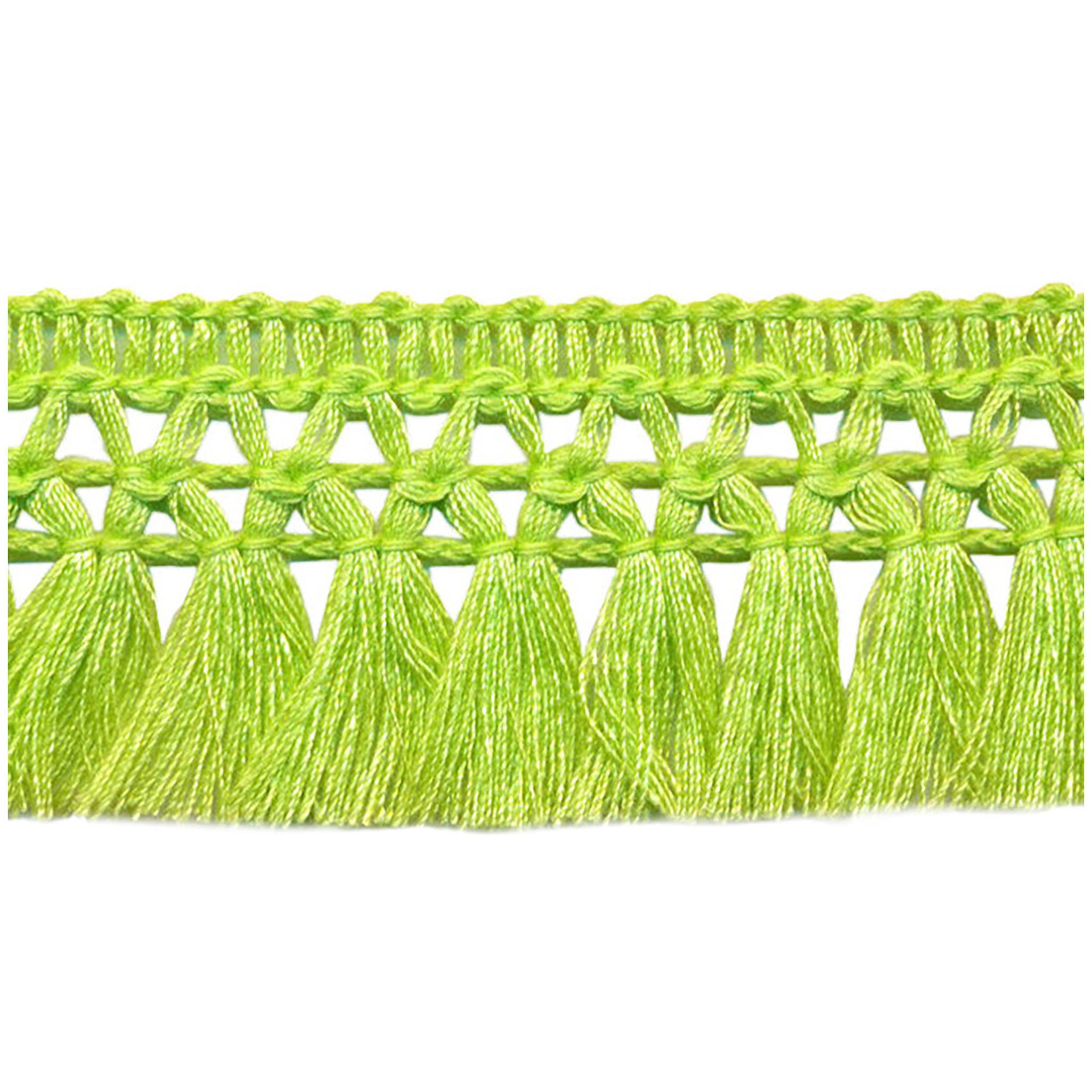 maDDma Webband 1m Fransenborte 32mm Meterware Quastenborte Zierborte Borte Farbwahl, limette