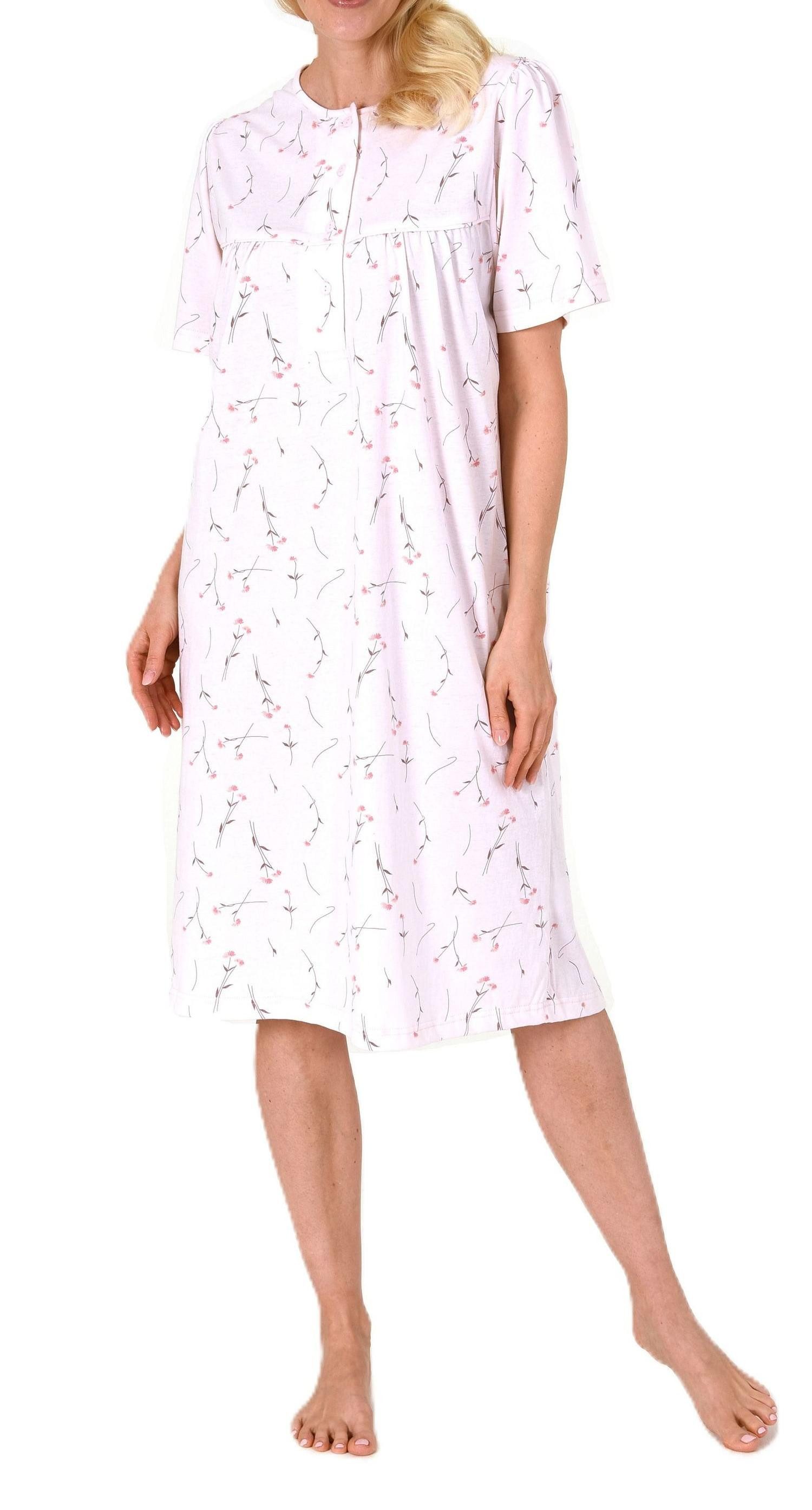 Normann Nachthemd Elegantes frauliches Damen kurzarm Nachthemd mit Knopfleiste am Hals