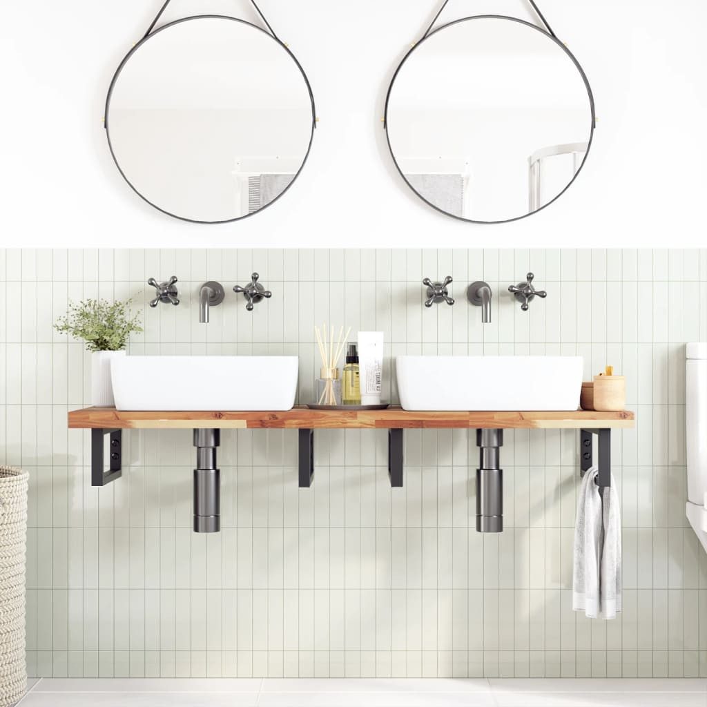 vidaXL Badezimmerspiegelschrank Waschtischplatte Ölbeschichtung 140x40x4 cm Massivholz (1-St)