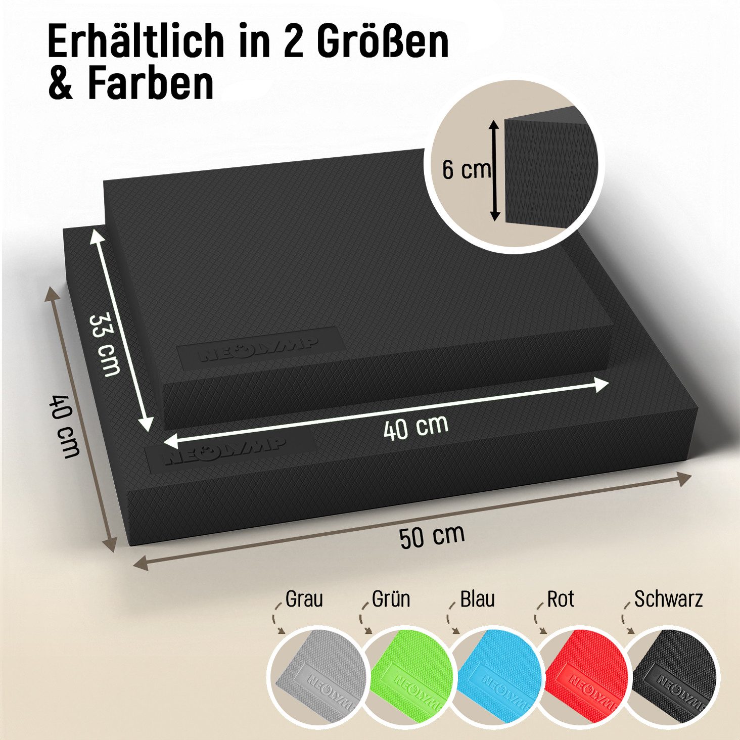 NEOLYMP Balance Pad Rutschfestes Gleichgewichtstrainer für Physio & Reha Balance Board, (Balance Pad, Balance Pad), Elastisch & langlebig. Ideal für Kinder, Erwachsene, Hunde & Pferde.
