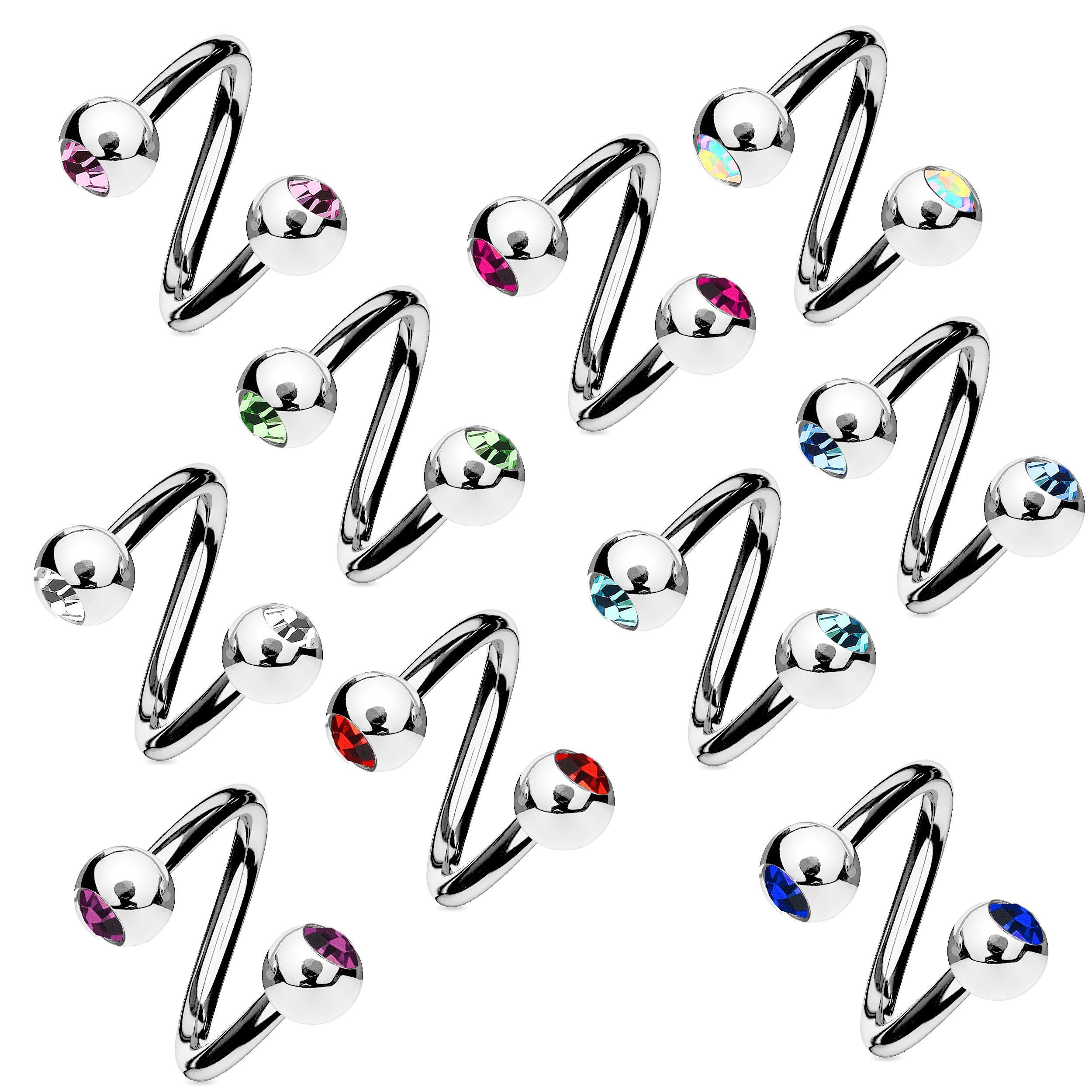 viva-adorno Piercing-Set Lippenpiercing Spirale Twist Labret Zirkonia Ohrpi günstig online kaufen