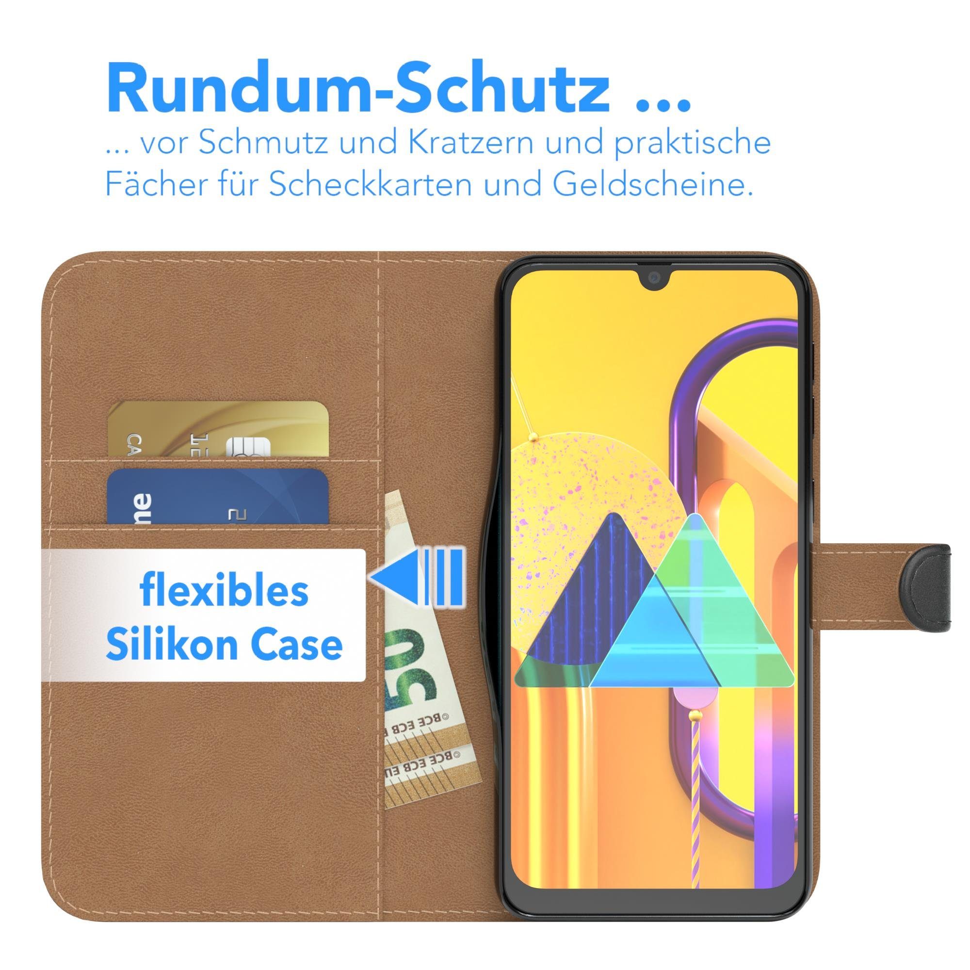 EAZY CASE Handyhülle Uni Bookstyle für Samsung Galaxy M30s / M21 6,4 Zoll, Schutzhülle mit Standfunktion Kartenfach Handytasche aufklappbar Etui
