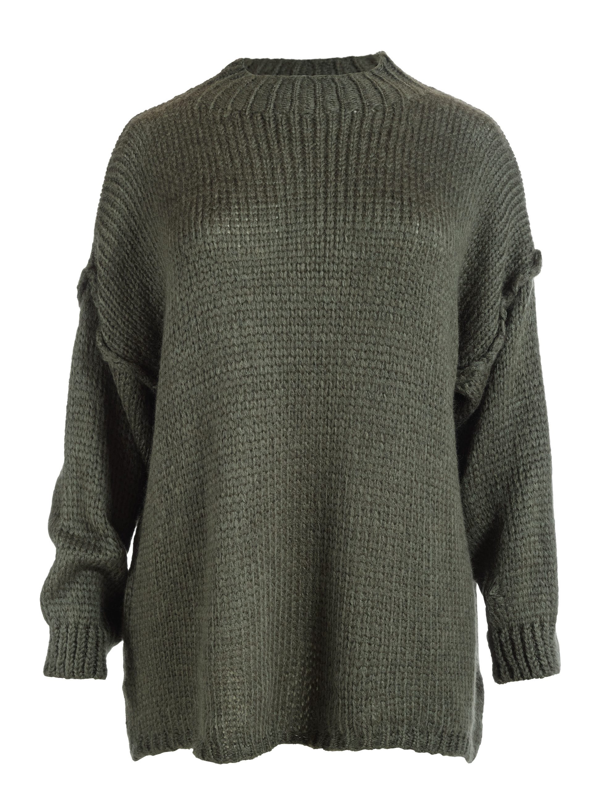 Strickpullover Oversize Grobstrickpullover mit Rundhalsausschnitt