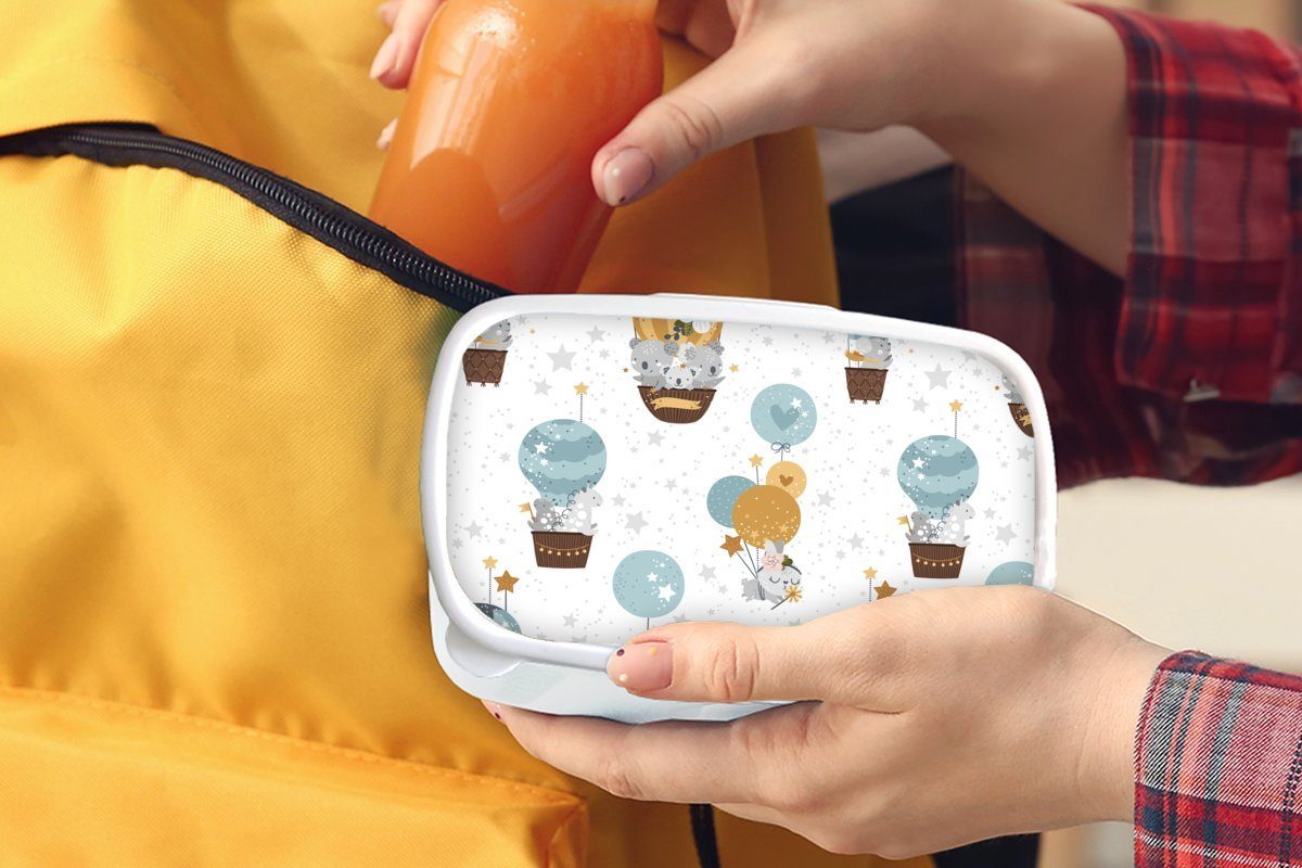 Muster Kinder, Kunststoff, und - und - weiß Jungs MuchoWow Brotbox Kinder Jungen Brotdose, (2-tlg), Erwachsene, Mädchen für Luftballon Lunchbox für -
