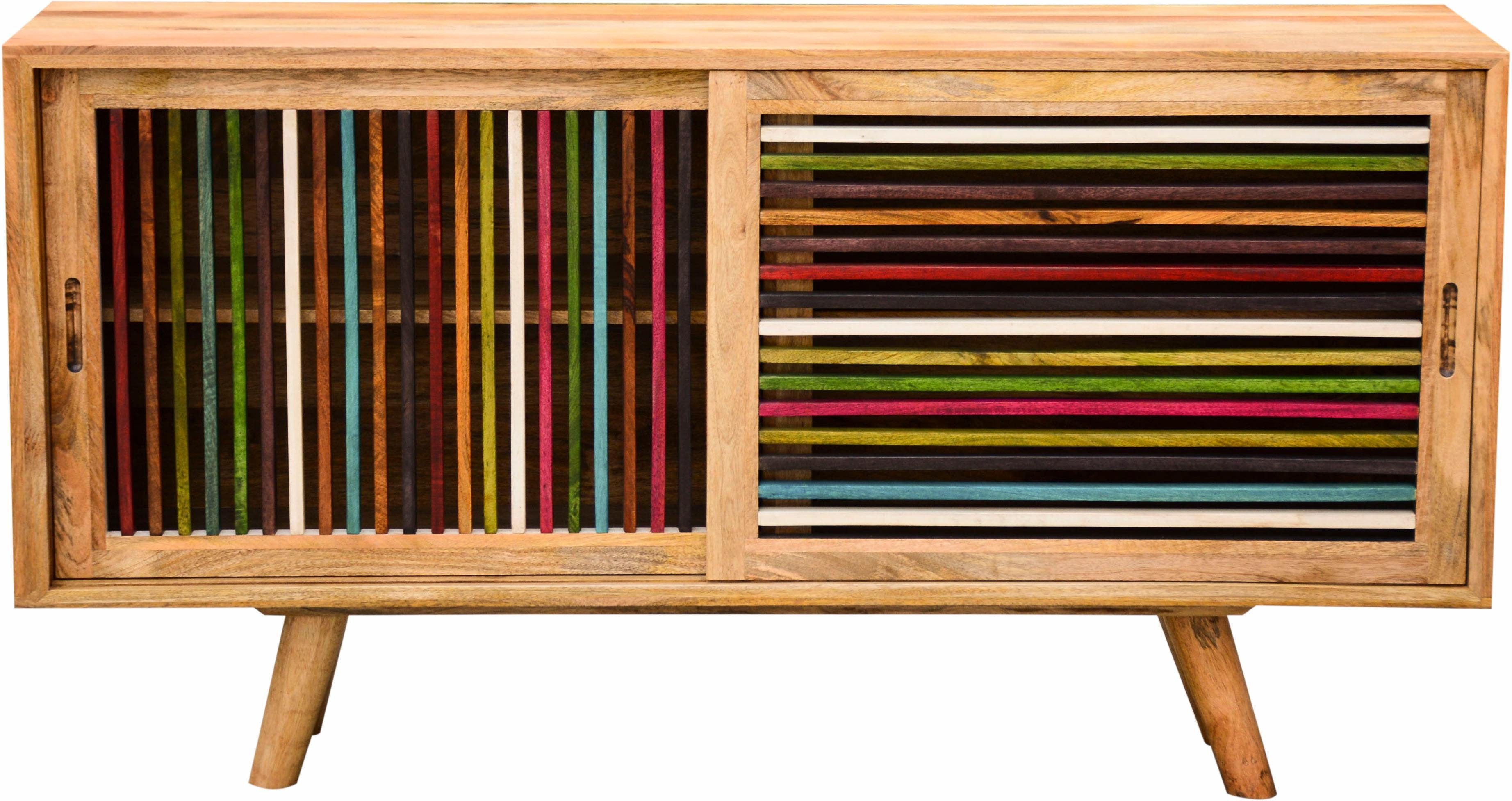 Home affaire Sideboard »Joe«, Breite 160 cm, mit farbigen Holzleisten in den Fronten-Otto