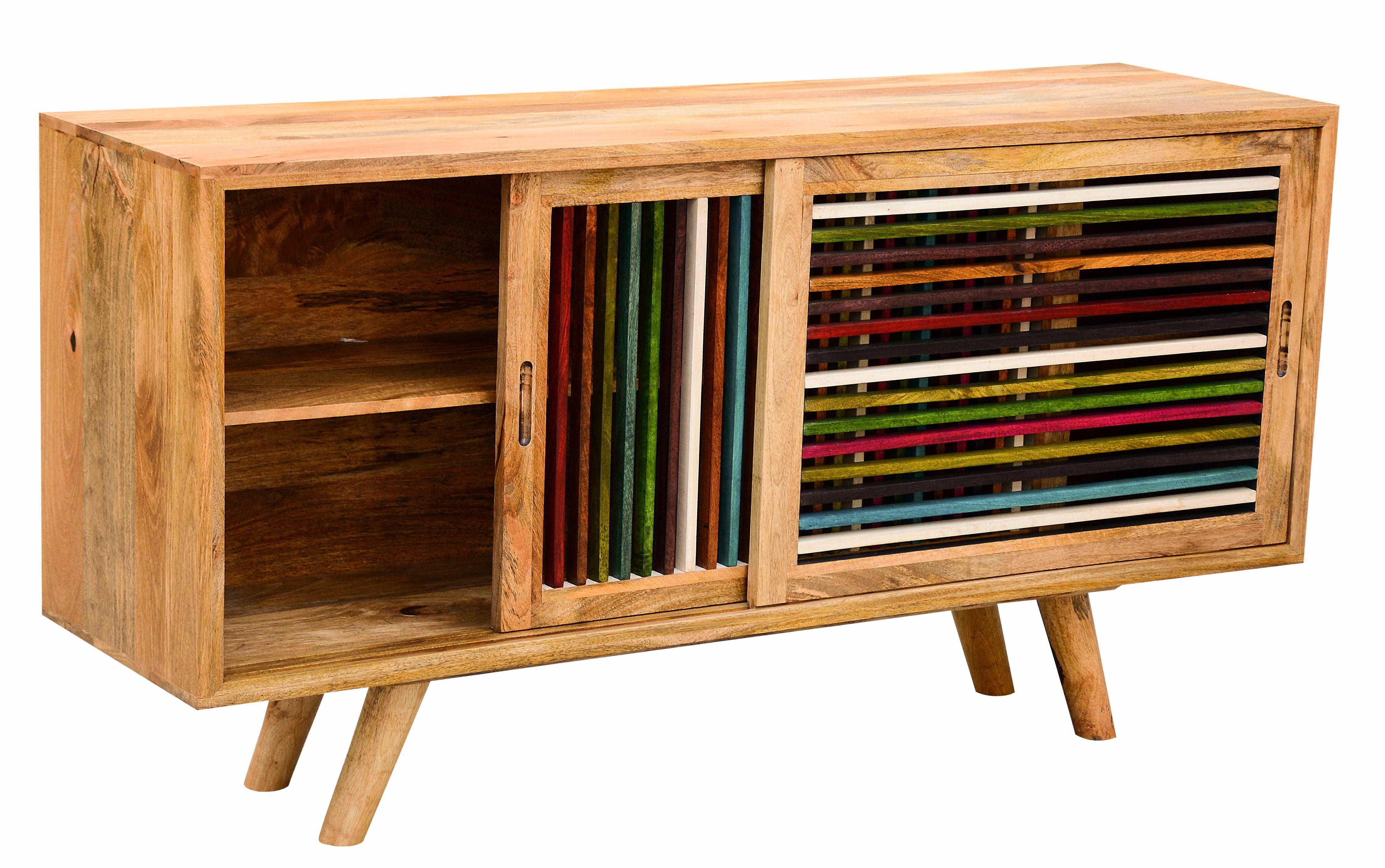 Home affaire Sideboard »Joe«, Breite 160 cm, mit farbigen Holzleisten in den Fronten-kaufen