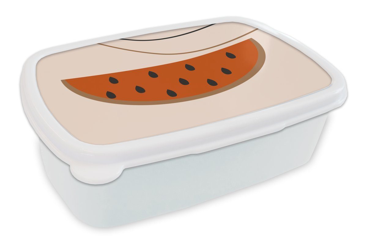 MuchoWow Lunchbox Sommer - Wassermelone - Rosa, Kunststoff, (2-tlg), Brotbox für Kinder und Erwachsene, Brotdose, für Jungs und Mädchen weiß