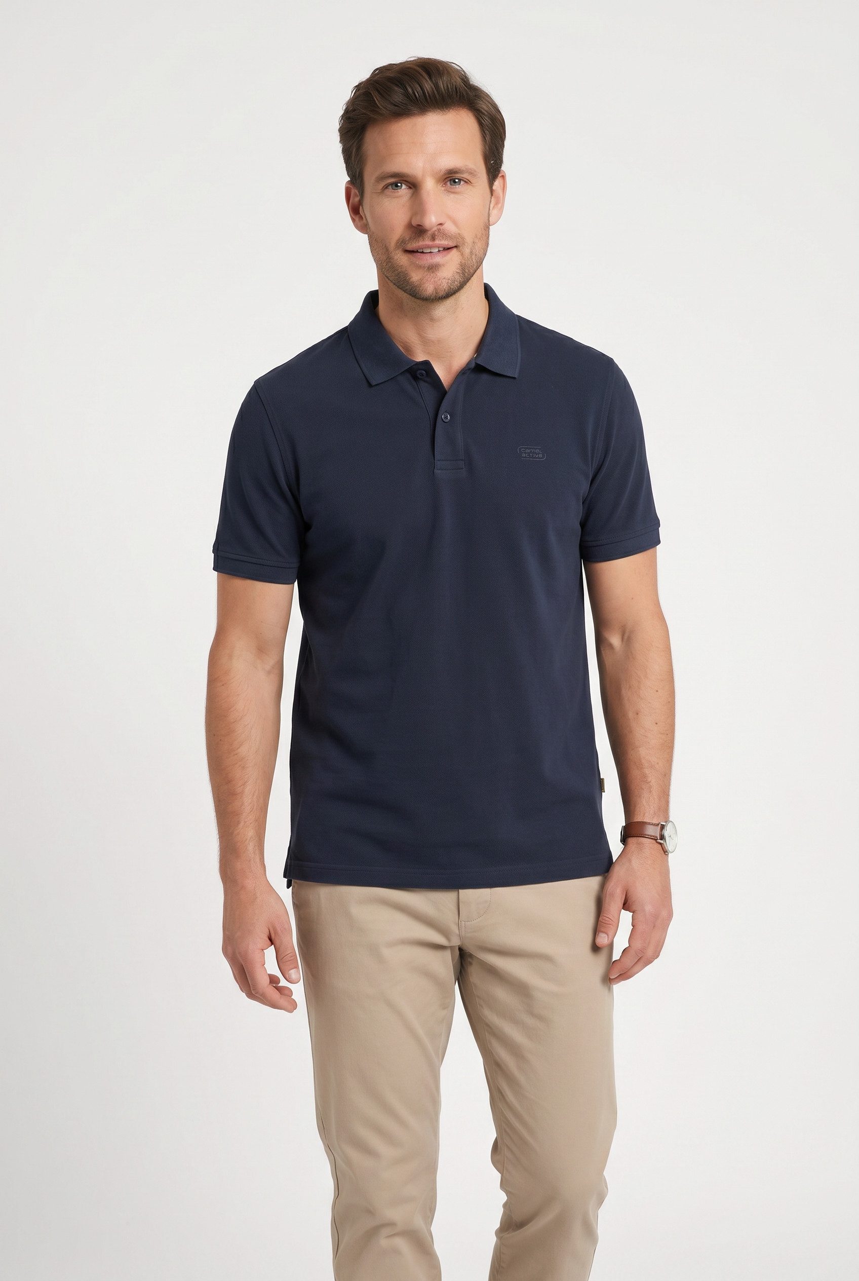 camel active Poloshirt normale Passform, Polokragen, 2-Knopf-Form, mit Logo-Stickerei