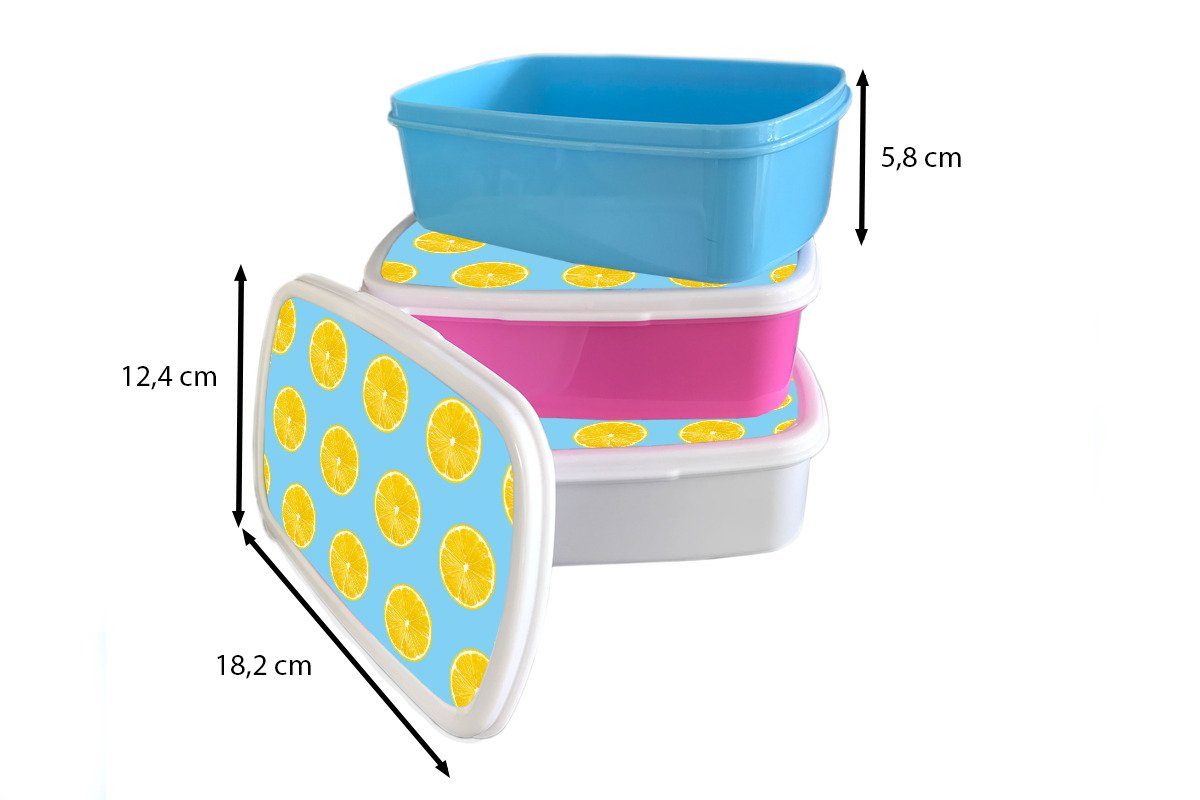 MuchoWow Lunchbox Zitrone - Farben Brotdose für Kinder, rosa (2-tlg), Erwachsene, Muster, Brotbox Snackbox, Kunststoff, Mädchen, Kunststoff 