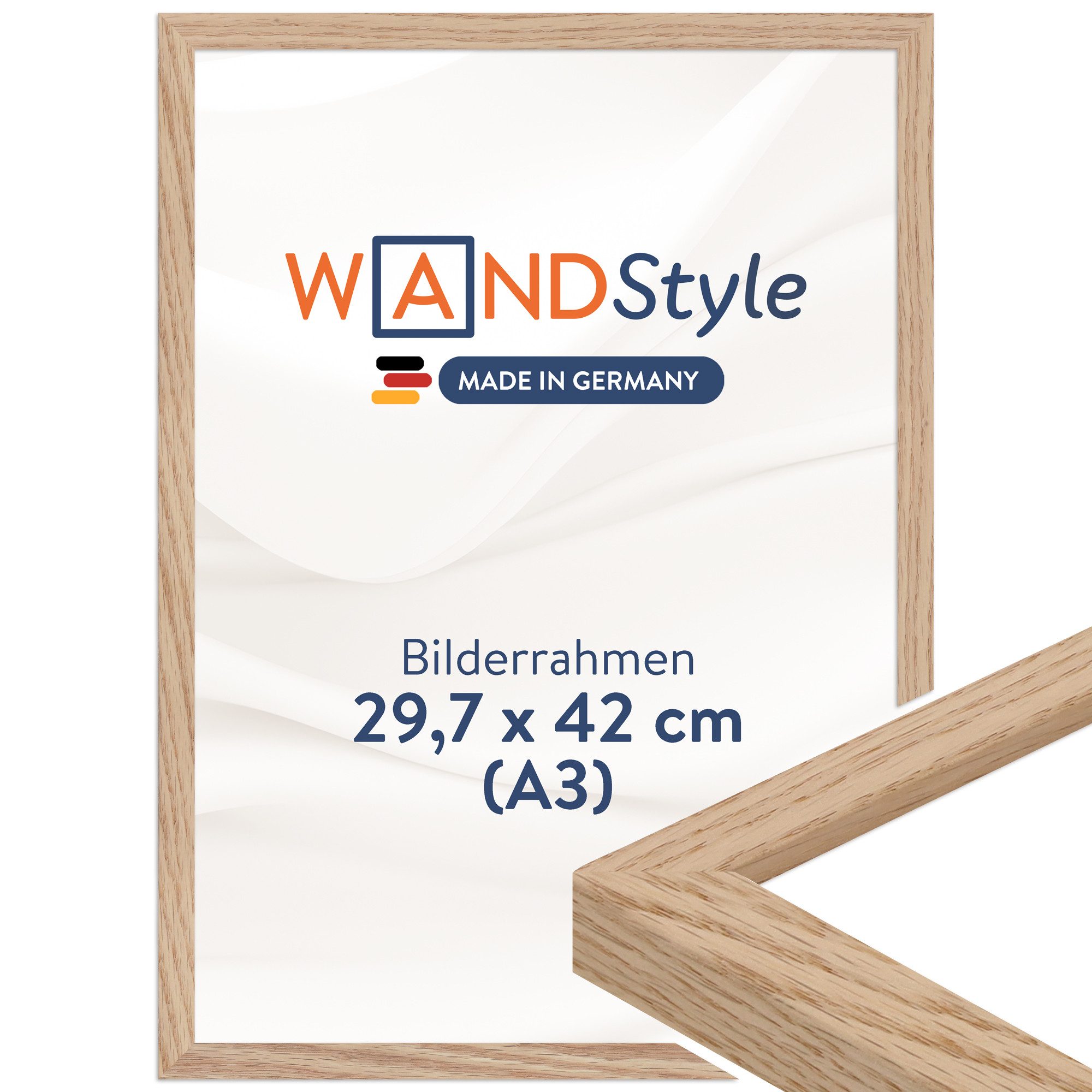WANDStyle Bilderrahmen H950, Eiche Bilderrahmen A3 Holz, Moderner Fotorahmen Eiche 30x42 cm