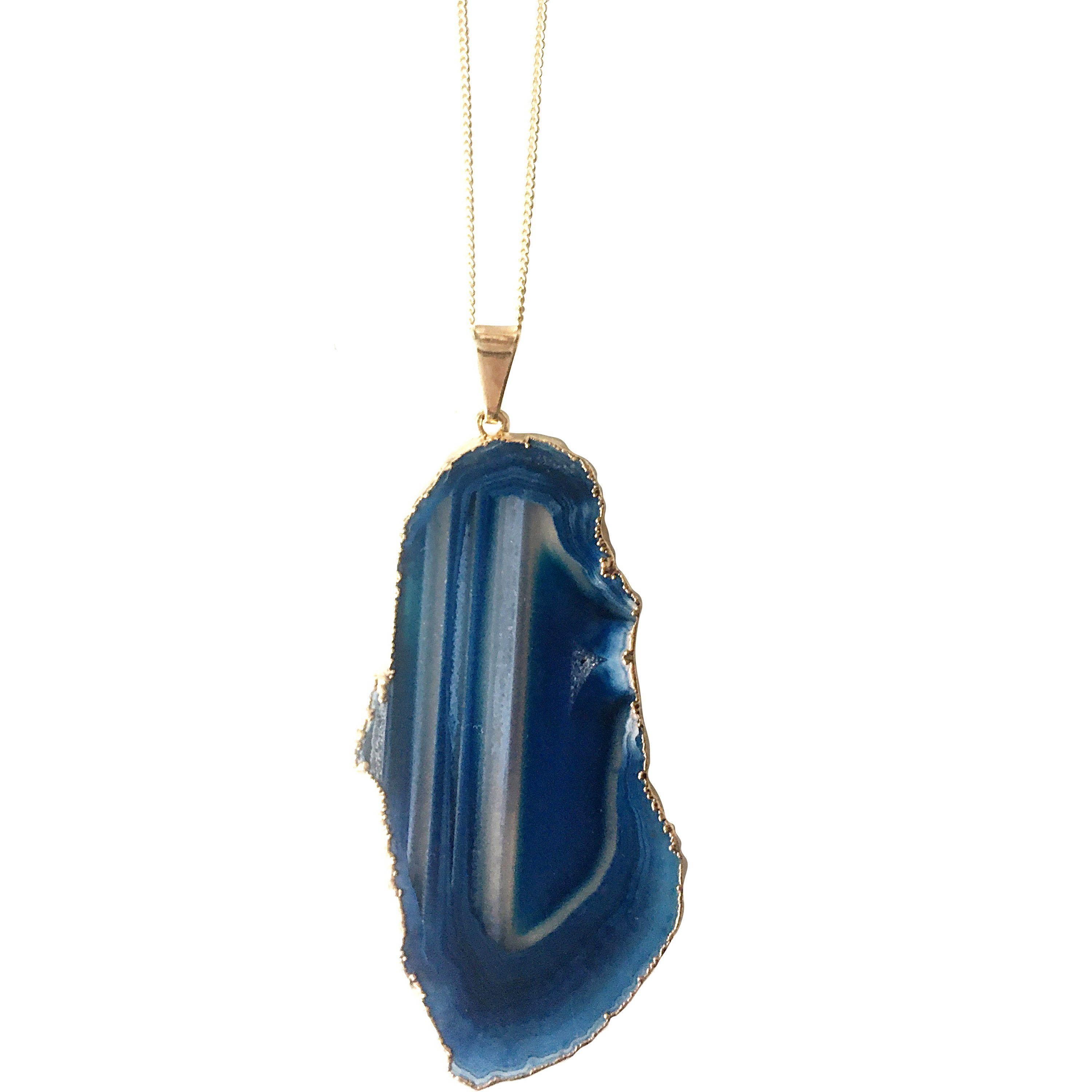 Crystal and Sage Jewelry Kette mit Anhänger Achat Halskette in lila, blau, pink und grün vergoldet