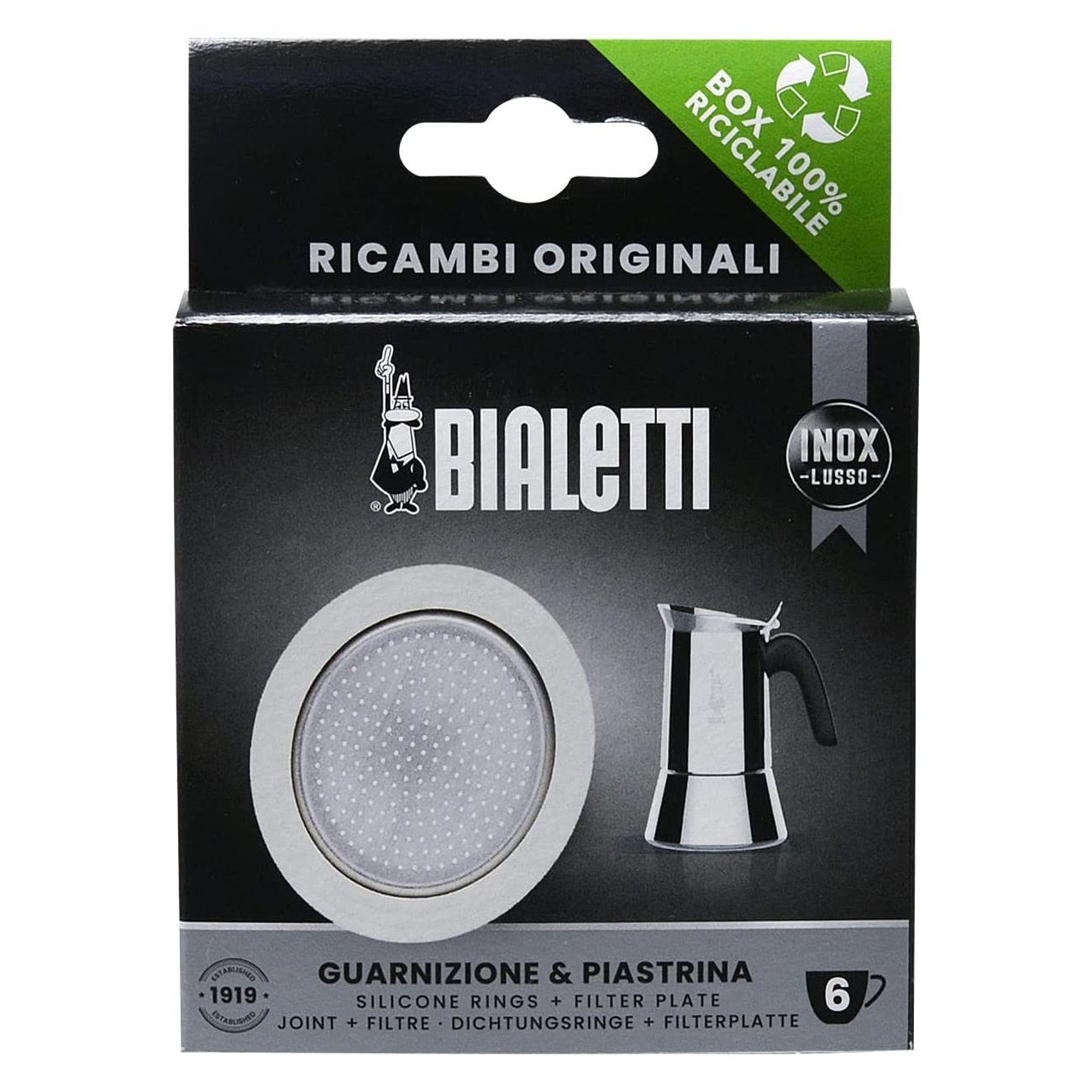 BIALETTI Dichtungsring Ersatzteilset für 6 Чашки für Venus, Kitty, Musa, 2-teilig (1 Set), 1 Dichtung Silikon + 1 Filter