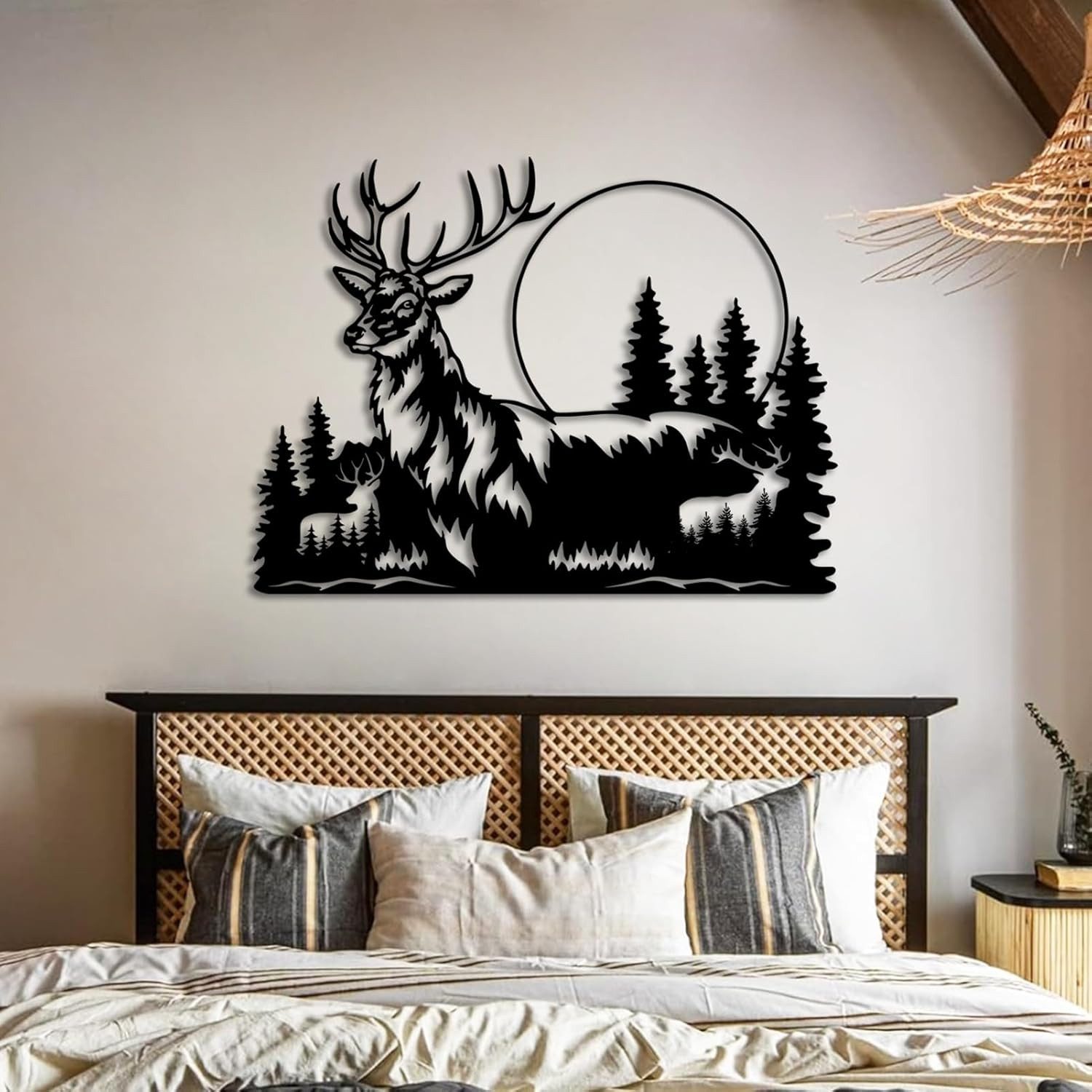 Jumpeak Wanddekoobjekt wanddekoration metall,HirschundWald,hirsch deko,wallart,AbstrakteKunst, wanddekoration wohnzimmer,Metallhirsch,Verschiedene Stile