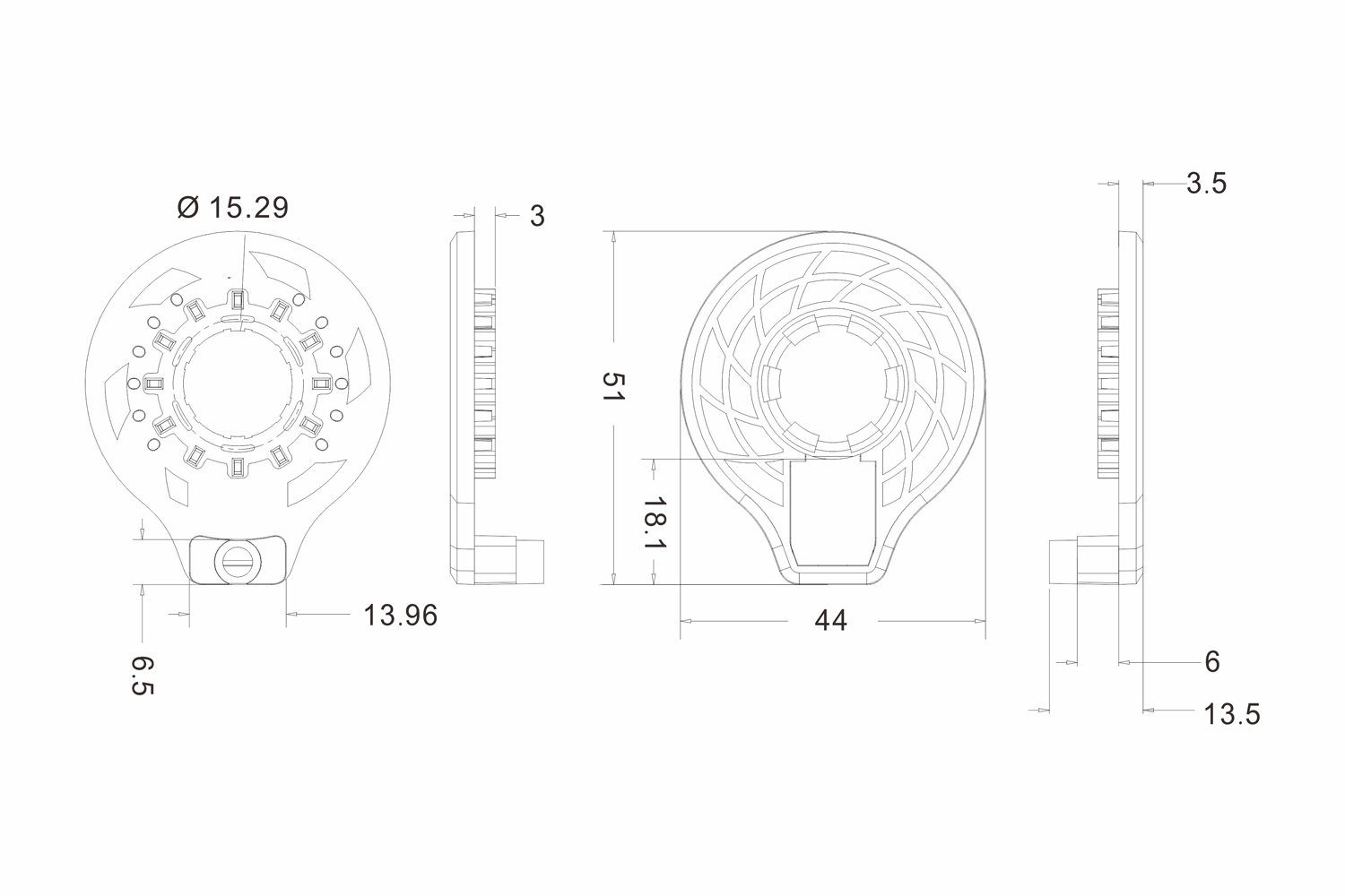 PowerSmart Fahrrad-Montageständer ERS-ES01L.W650 (Externer Geschwindigkeitssensor links, wasserdichter 3P-Stecker, Kabellänge: 650 mm, Dicke: 3,5 mm)
