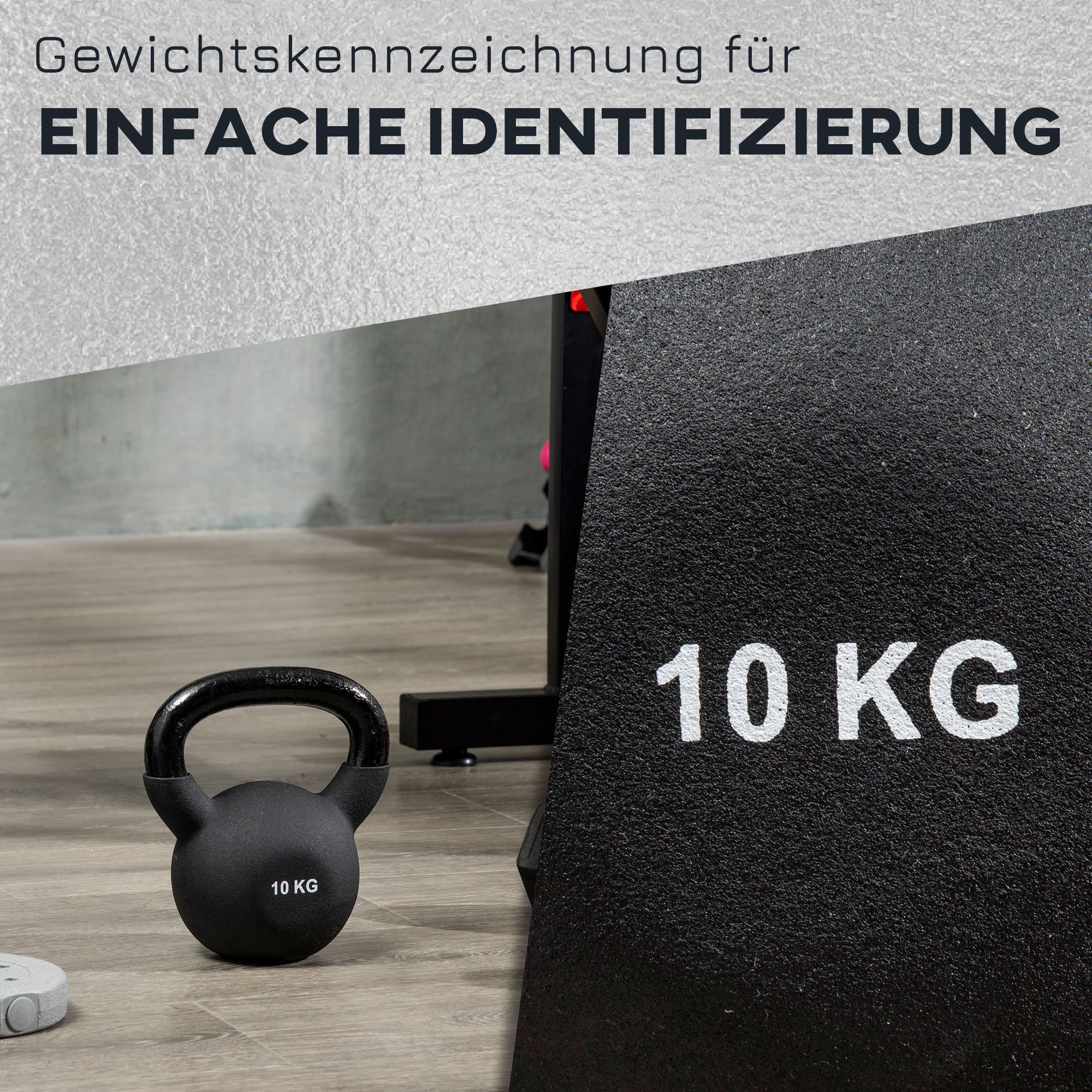 HOMCOM Kettlebell Kugelhantel mit Neoprenbeschichtung, (kettelbelltset, Bodenschonende Schwunghantel), Schwarz 19 x 12 x 22 cm
