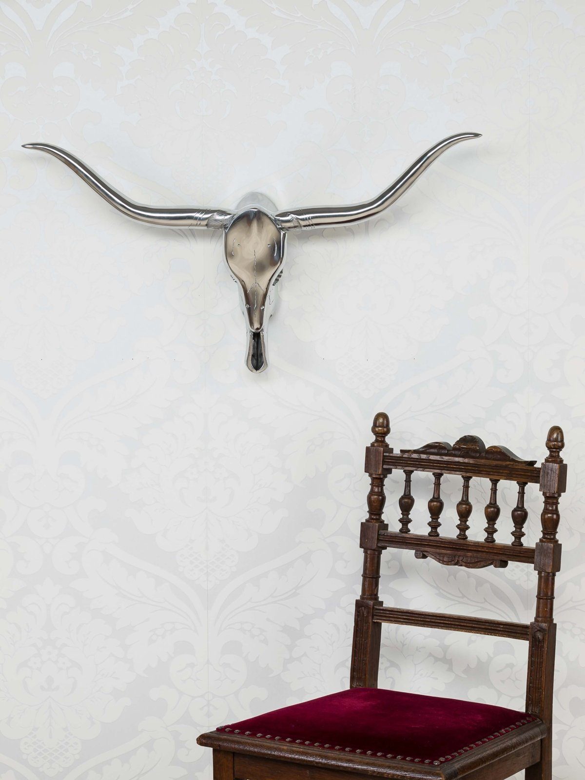 Aubaho Dekoobjekt Bulle Wanddekoration Büffel Deko Geweih Alu Jagd Stier Figur 76cm