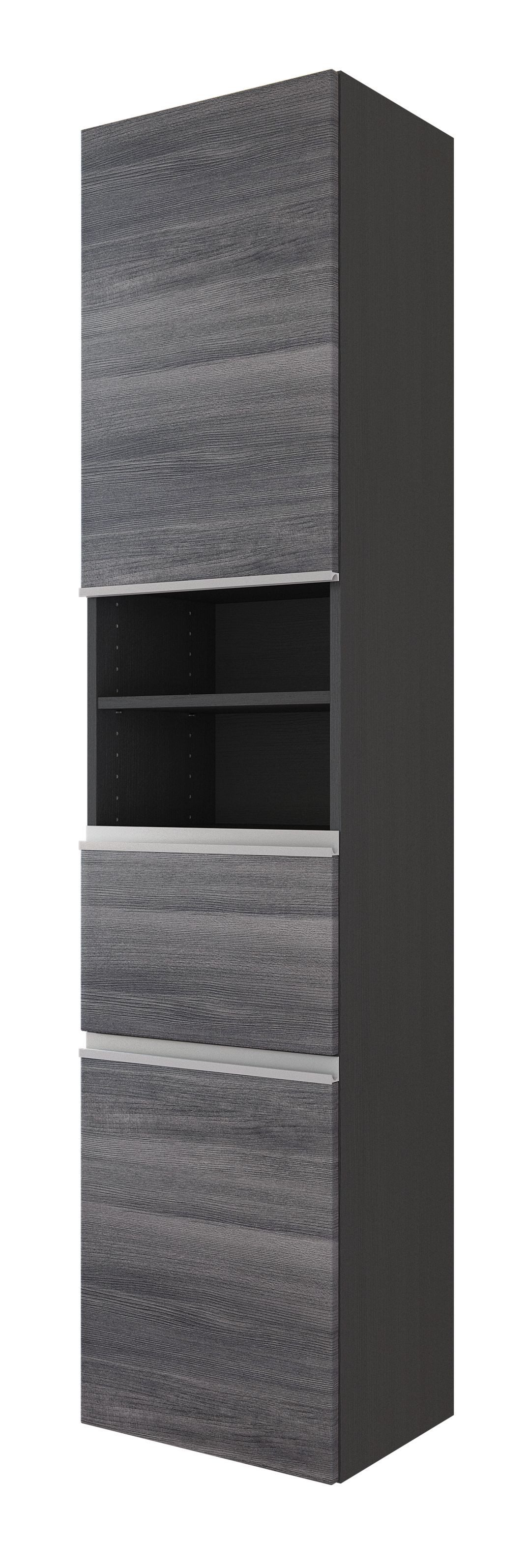 Basera® Hochschrank Olena 40 cm breit Korpus: anthrazit, Front: Graueiche, Badezimmermöbel