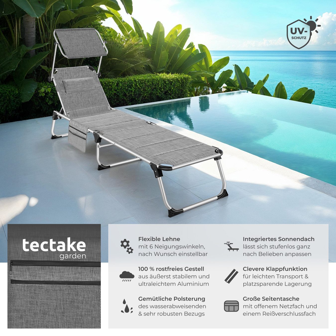 tectake Gartenliege Sonnenliege, 1 St., Sonnenliege günstig online kaufen