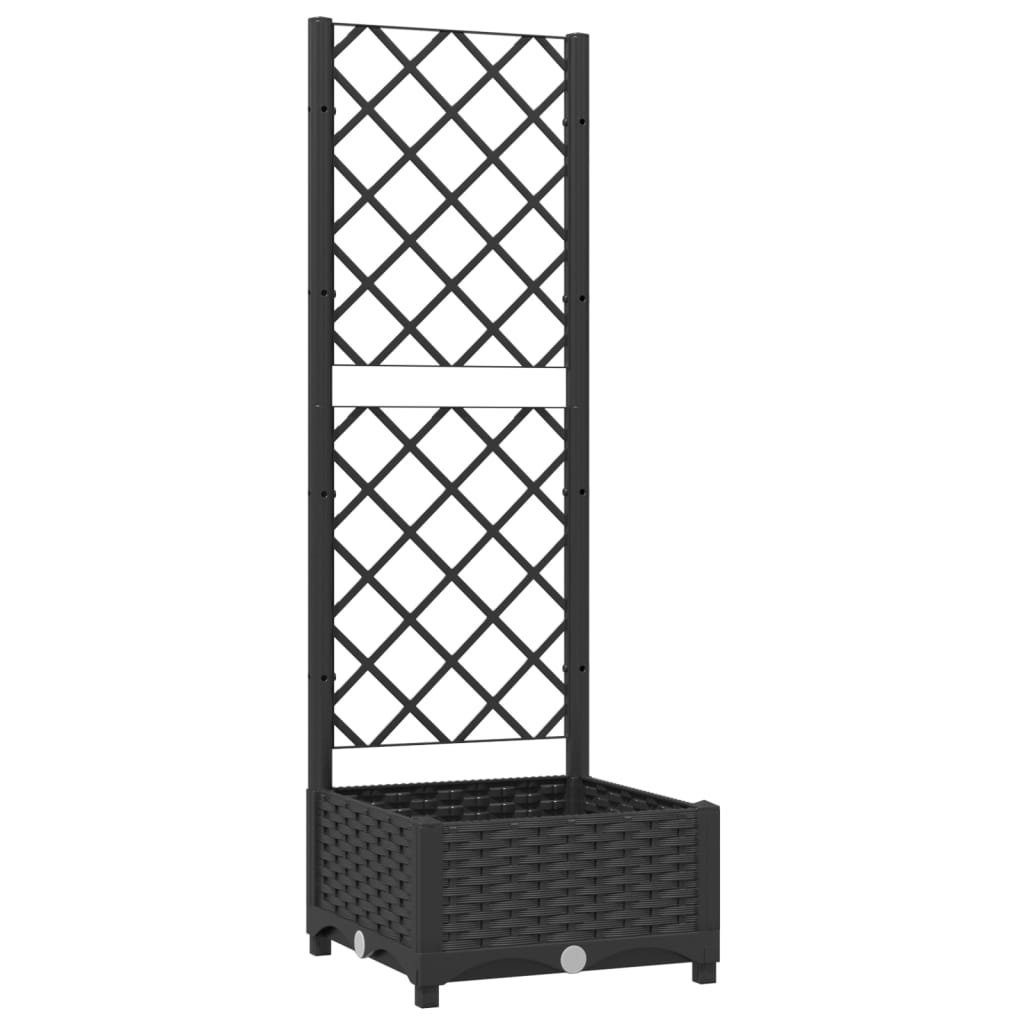 vidaXL Rankgitter 40 x 40 x 1215 cm Pflanzkübel mit Spalier Schwarz 40x40x121,5 cm Kunst