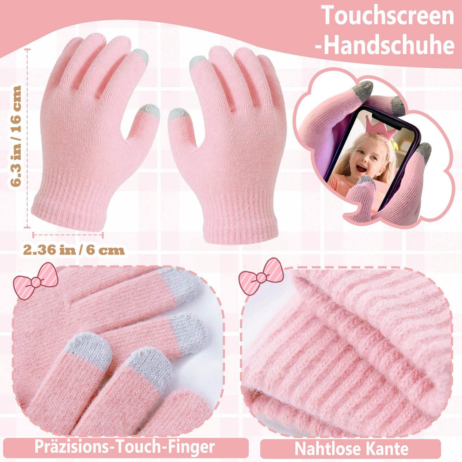 Coonoor Mütze & Schal Kinder Mütze, Handschuhe und Halswärmer Set, (3-tlg) geeignet für Jungen und Mädchen im Alter von 3-10 Jahren – Bild 4 von 5