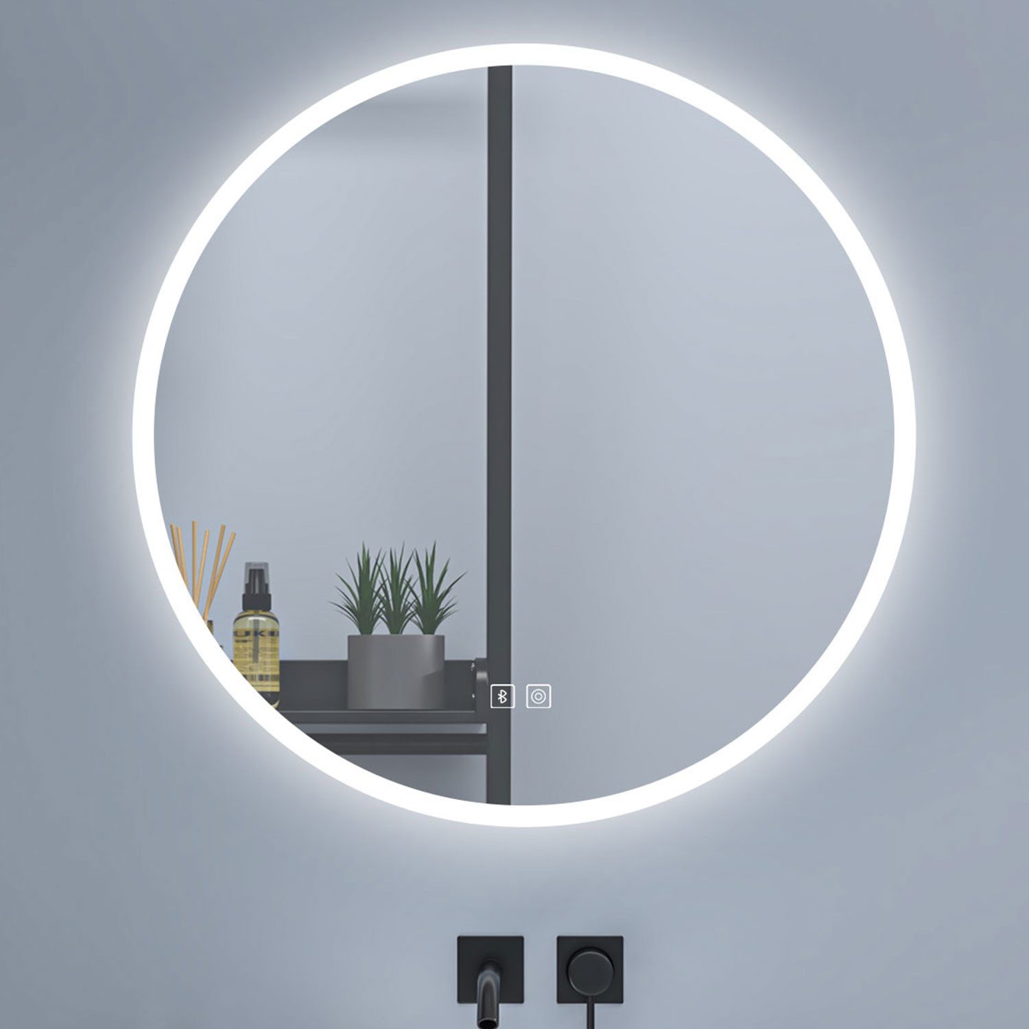 Aica Sanitär Badspiegel Rund Badezimmerspiegel mit LED Beschlagfrei +Dimmba günstig online kaufen
