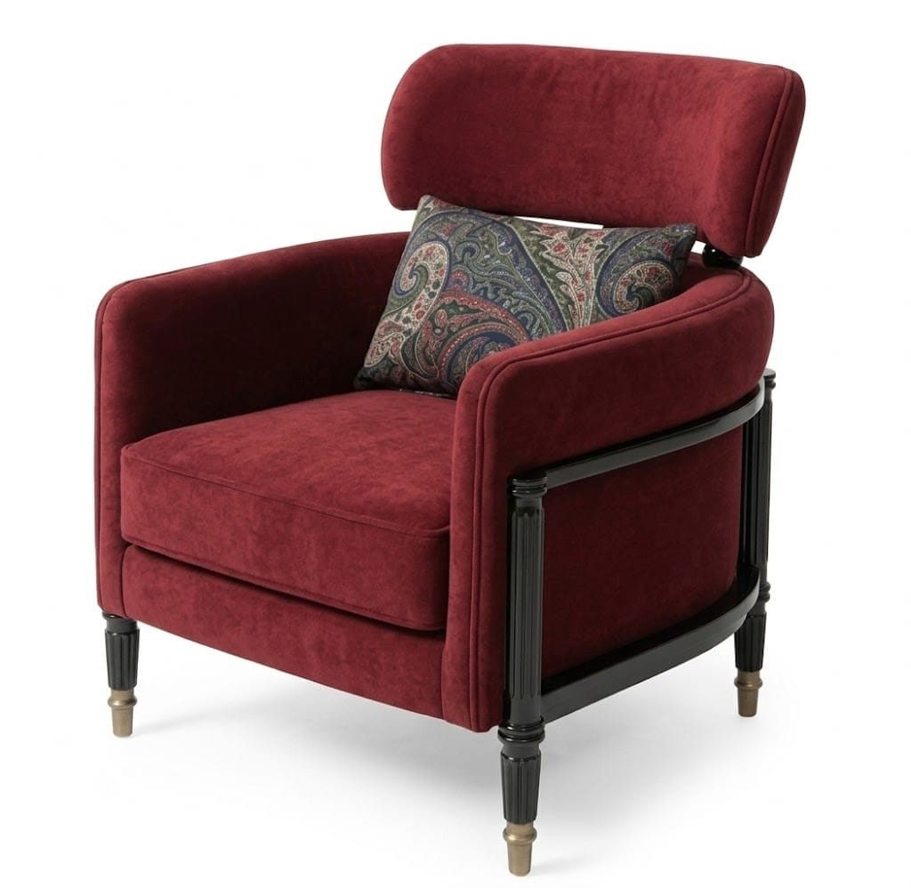 Xlmoebel Loungesessel Sessel Rot Modern Textil Holz Einfarbig Velours Optik Komfort Rahmen (1-St., 1-tlg), Special features
