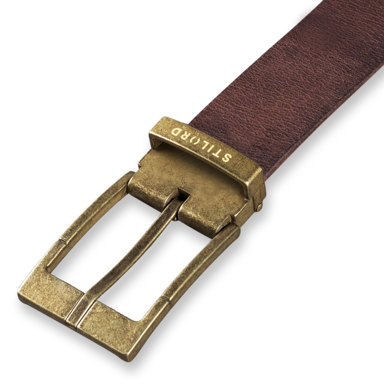 STILORD Ledergürtel Vintage Ledergürtel bronzen - Schnalle braun cresto antik Herren I I Damen 