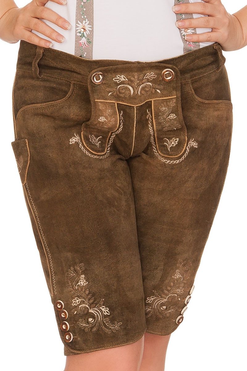 MarJo Lederhose Trachtenlederhose Damen - ERNESTA - walnuss