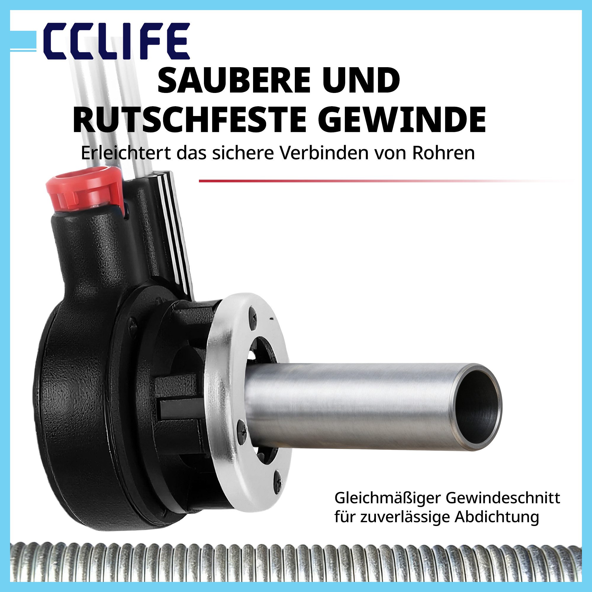 CCLIFE Gewindeformer CCLIFE Rohrgewindeschneider Set 7tlg mit Ratsche 1 2 bis 1 1 4 Zoll, 7-tlg. – Bild 5 von 5
