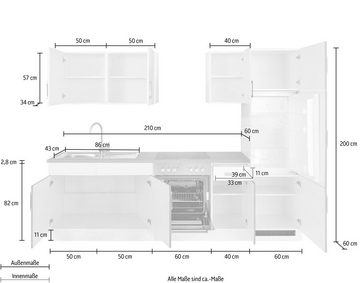 HELD MÖBEL Küchenzeile Gera, mit E-Geräten, Breite 270 cm