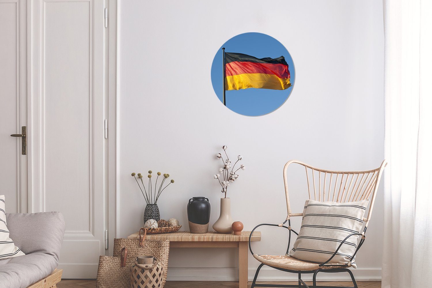 Gemälde cm Forex, Kreis Wohnzimmer, deutschen der 30x30 Foto MuchoWow Wandbild, Rundes Flagge, St), (1 Wanddekoration