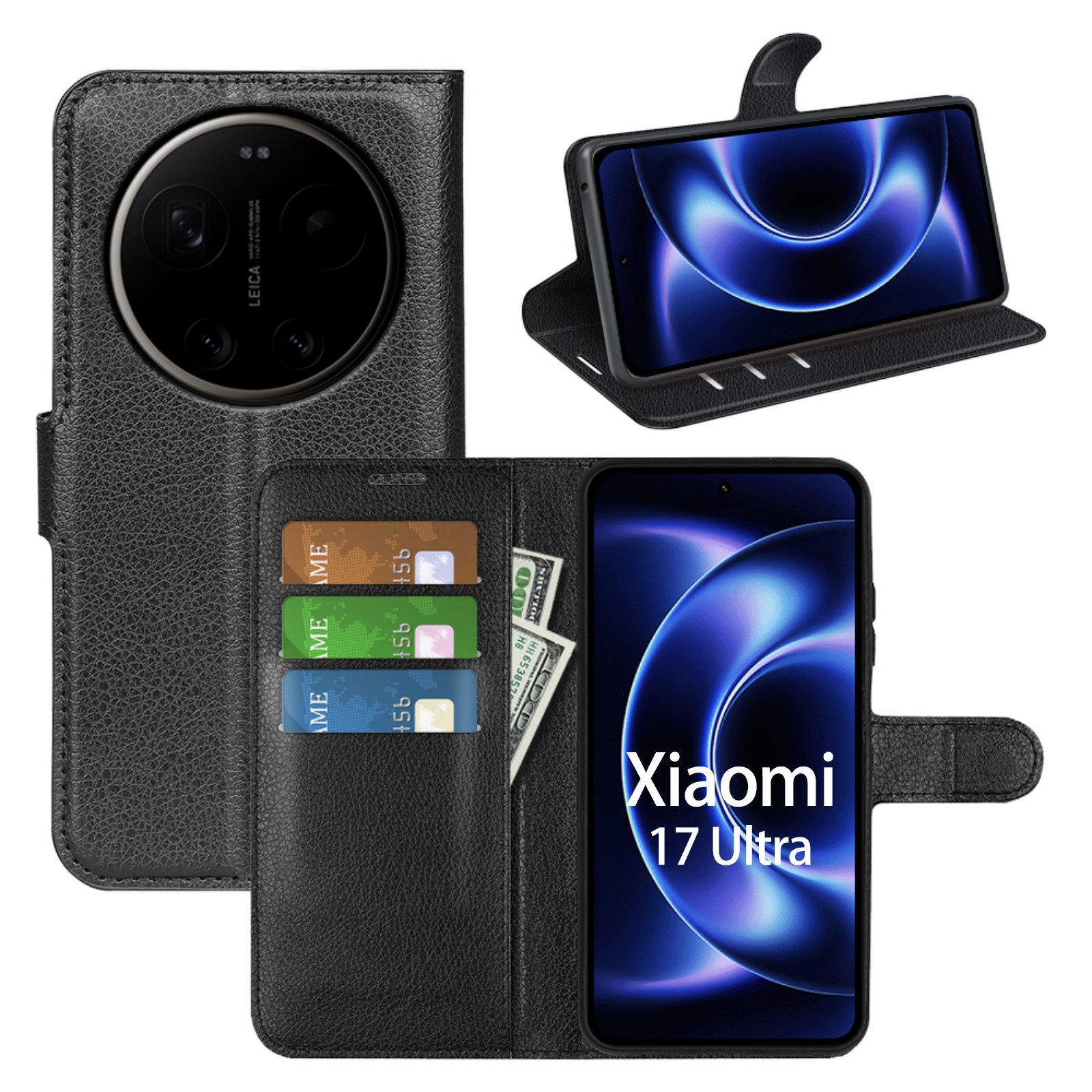 betterfon Handyhülle für alle Xiaomi Klapphülle Flip Case Wallet Case in, 3 Kartenfächer, Magnetverschluss & Standfunktion im Lederlook