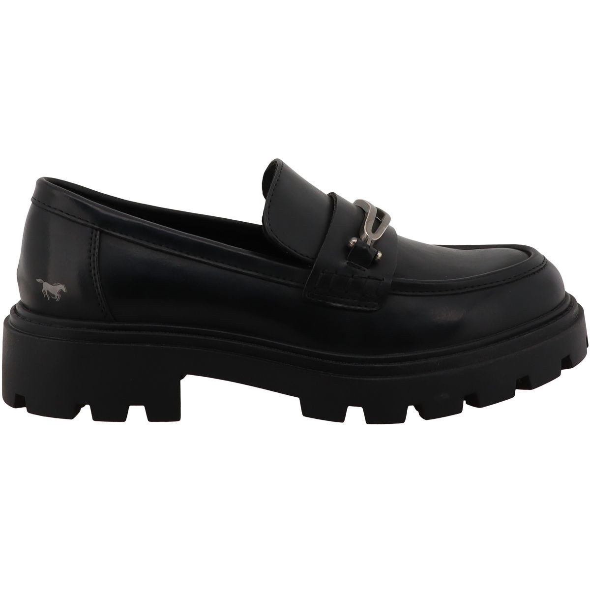 Mustang Shoes 36M0032001-black Slipper Slipper mit typischer Mokassin-Naht und Schmuckspange