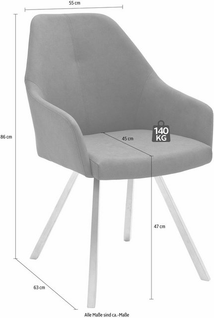MCA furniture 4-Fußstuhl »Madita A-eckig« (Set, 2 Stück), Stuhl belastbar bis 140 Kg-Otto