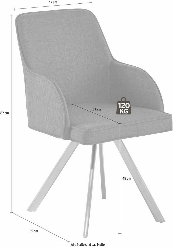 MCA furniture Esszimmerstuhl »Elara C« (Set, 2 Stück), drehbar 180° mit Nivellierung, Belastbar bis max. 120 kg-kaufen