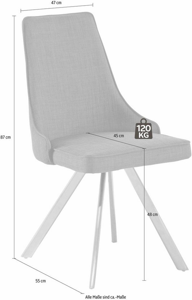 MCA furniture Esszimmerstuhl »Elara B« (Set, 2 Stück), drehbar 180° mit Nivellierung, Belastbar bis max. 120 kg-kaufen