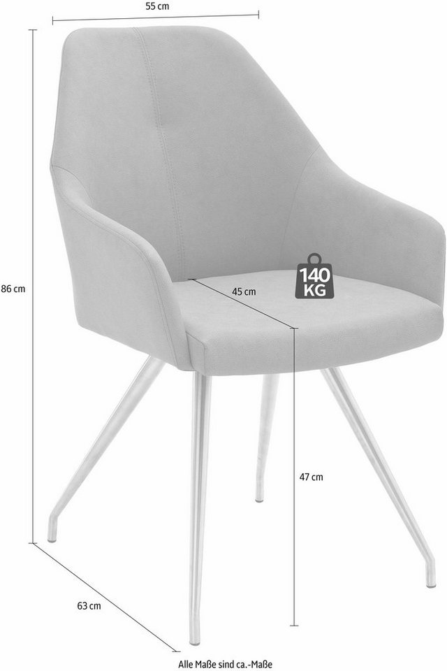MCA furniture 4-Fußstuhl »Madita A-Oval« (Set, 2 Stück), Stuhl belastbar bis 140 Kg-HomeTrends