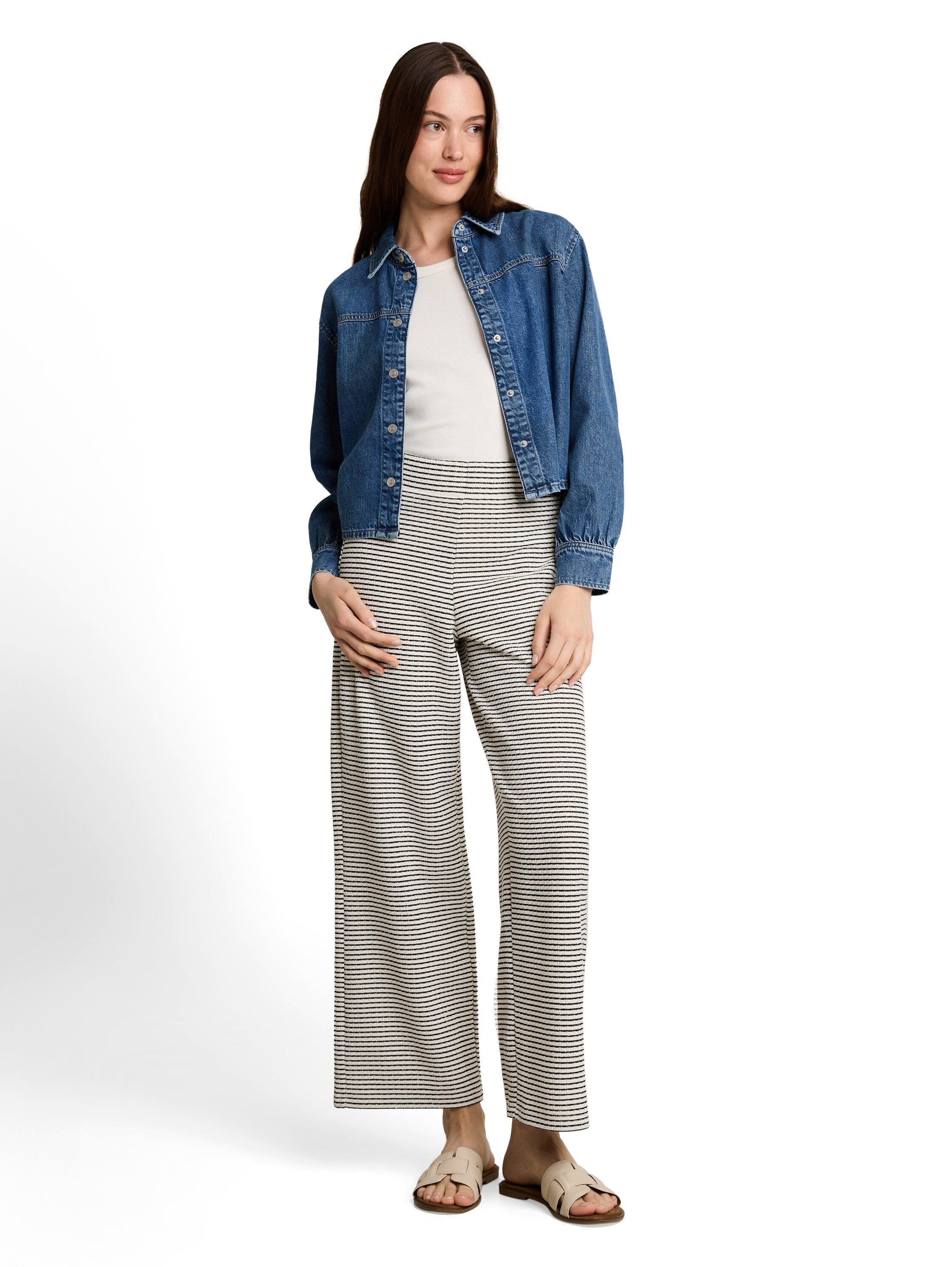 TOM TAILOR Denim Stoffhose Gestreifte Stoffhose mit Strucktur – Bild 4 von 5
