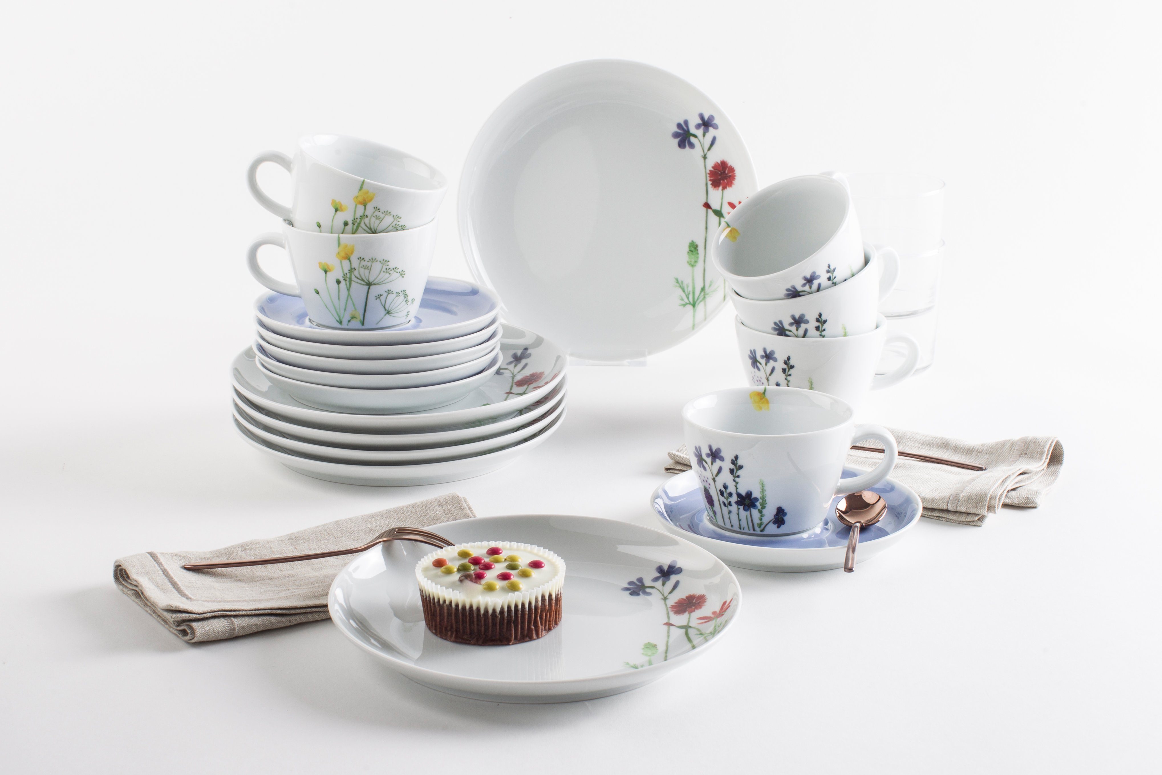 KAHLA Kaffeeservice Wildblume Kaffeeservice 18tlg. (18-tlg), 6 Personen, Porzellan, Made in Germany