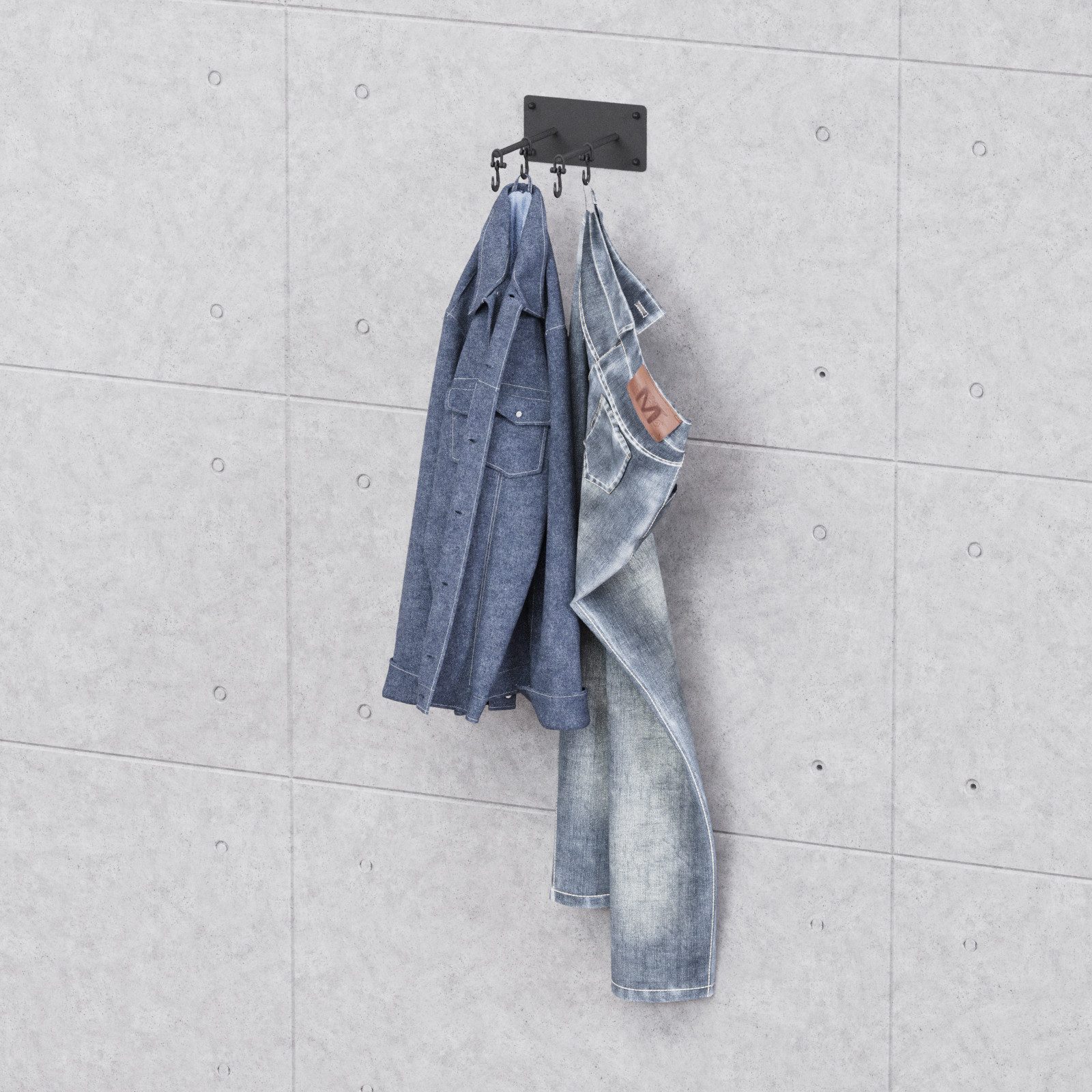 QLS Kleiderhaken Doppelt Lang, Flur, Loft, Schlafzimmer, Badezimmer, Restaurant, Bar, Büro, Garage, Werkstatt, Metall Wandhaken Industial Garderobenhaken Retro 4 Haken 20cm