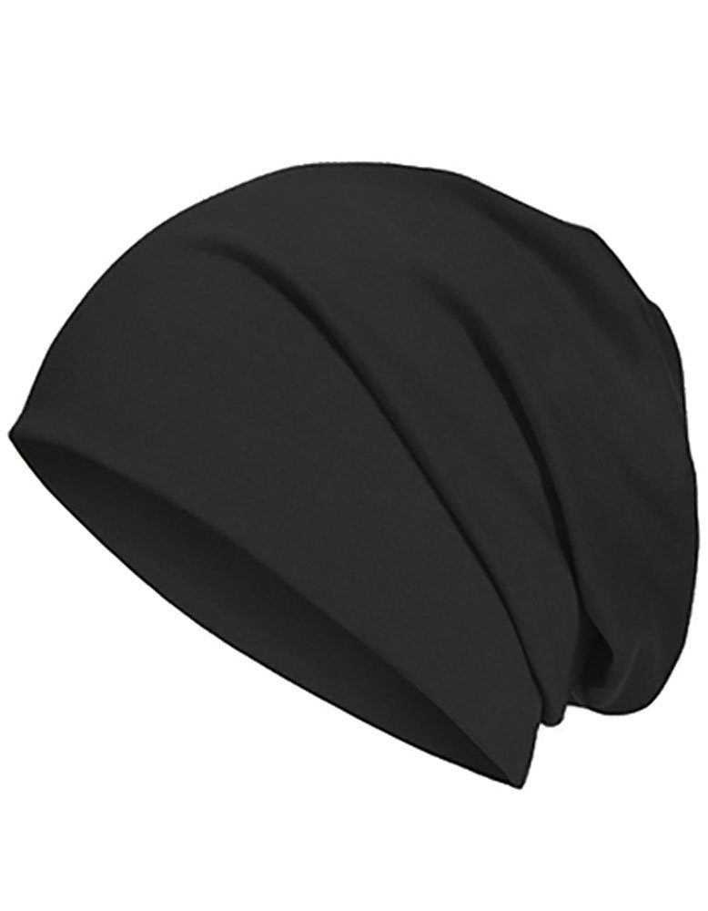 Modescout Stadler Beanie Jersey Mütze Slouch Beanie aus Bio-Baumwolle Black