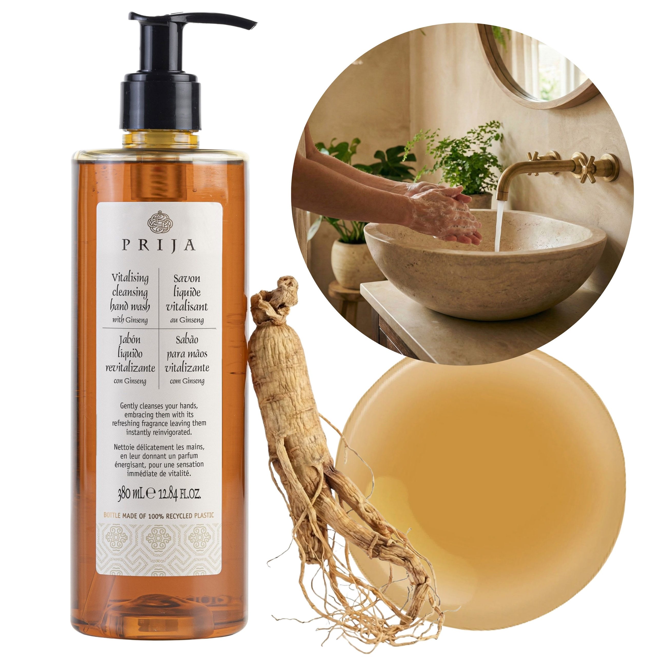 PRIJA Flüssigseife PRIJA Flüssigseife mit Ginseng-Extrakt, VEGAN, 380 ml, 1-tlg.