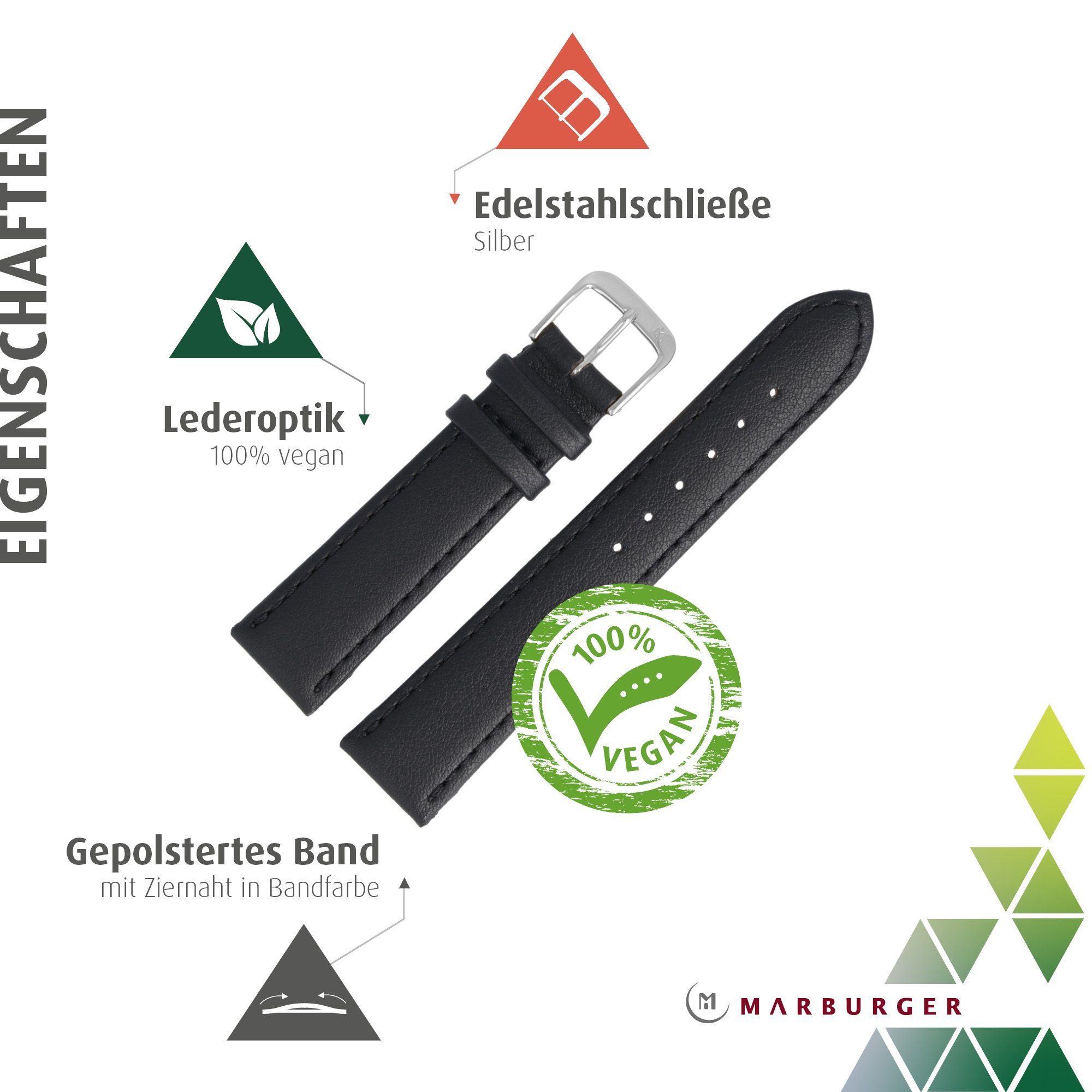 MARBURGER Uhrenarmband 18mm Leder Rind