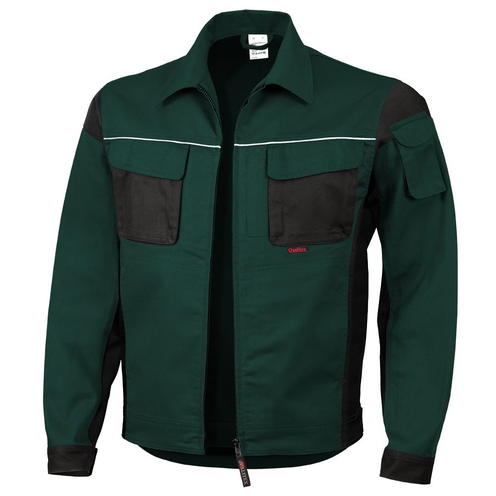 Qualitex Workwear Arbeitsjacke strapazierfähige PROfessionals Arbeitsjacke - faserverstätkt MG 245 g (1-St) Werkstattjacke mit 15 Taschen - pflegeleicht Werkstattjacke - Waschbar