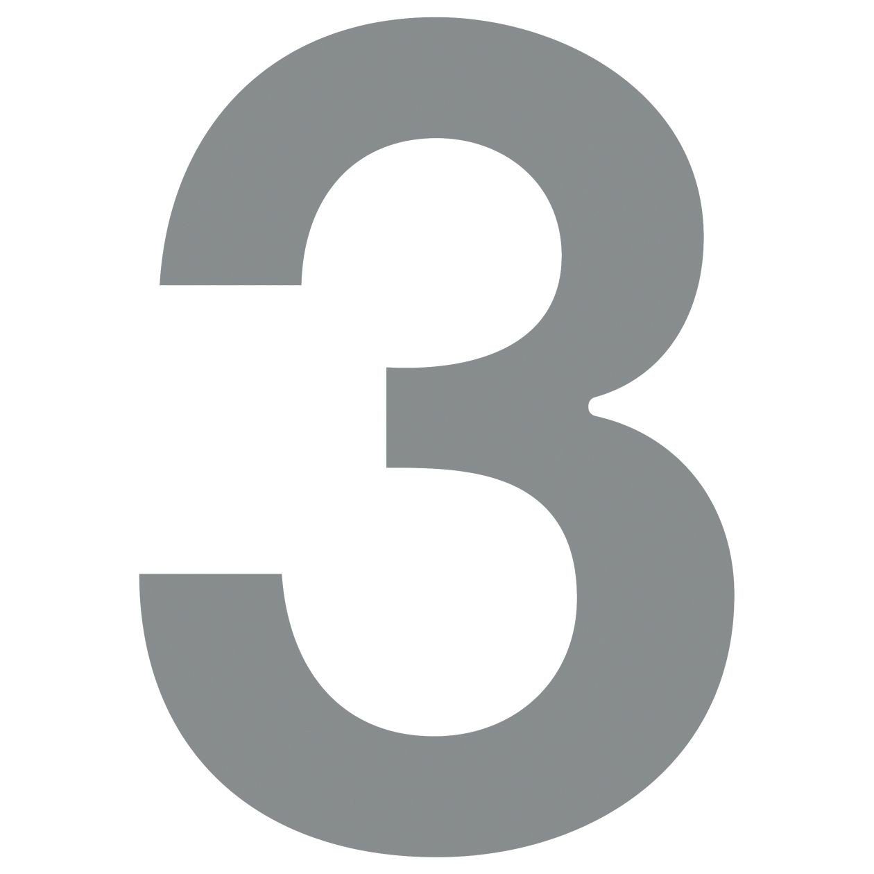 Bravios Briefkasten Hausnummer ''3'' Grau Metallic